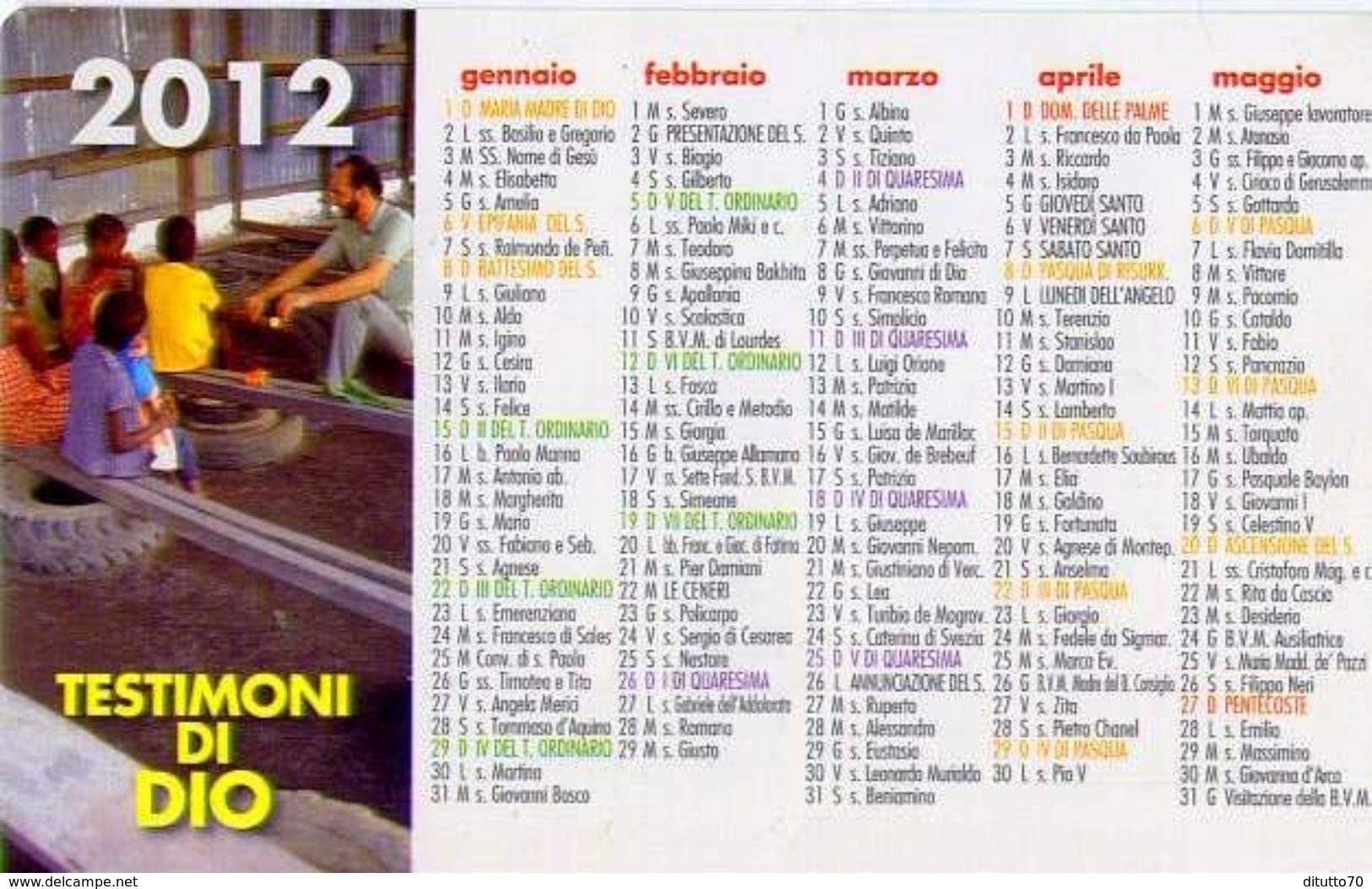 Calendarietto - Testimoni Di Dio 2012 - Formato Piccolo : 2001-...