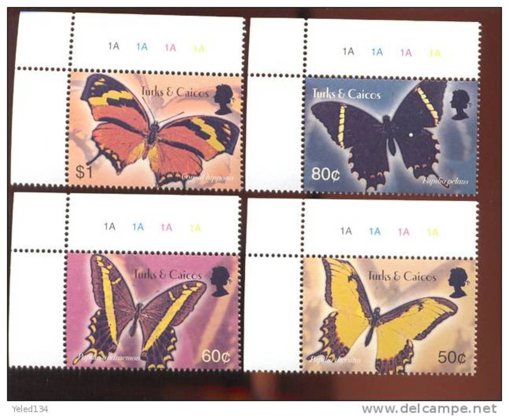 TURKS & CAICOS  1422-5  MINT NEVER HINGED SET OF STAMPS OF BUTTERFLIES-INSECTS - Autres & Non Classés