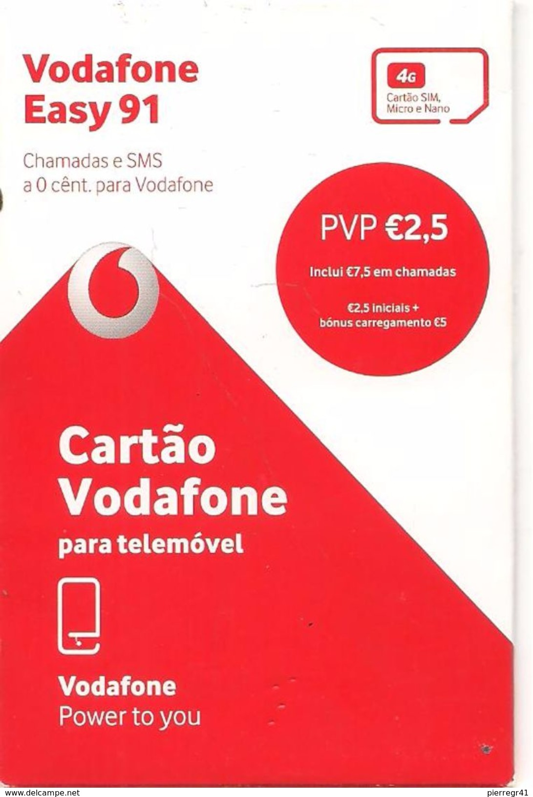 CARTE-GSM-PORTUGAL-VODADAFINE EASY 91-NEUVE Avec Son Etui Scellé-Scan Interieur D Une Ouverte Pour Idée Carte -Garantie - Nachladekarten (Handy/SIM)