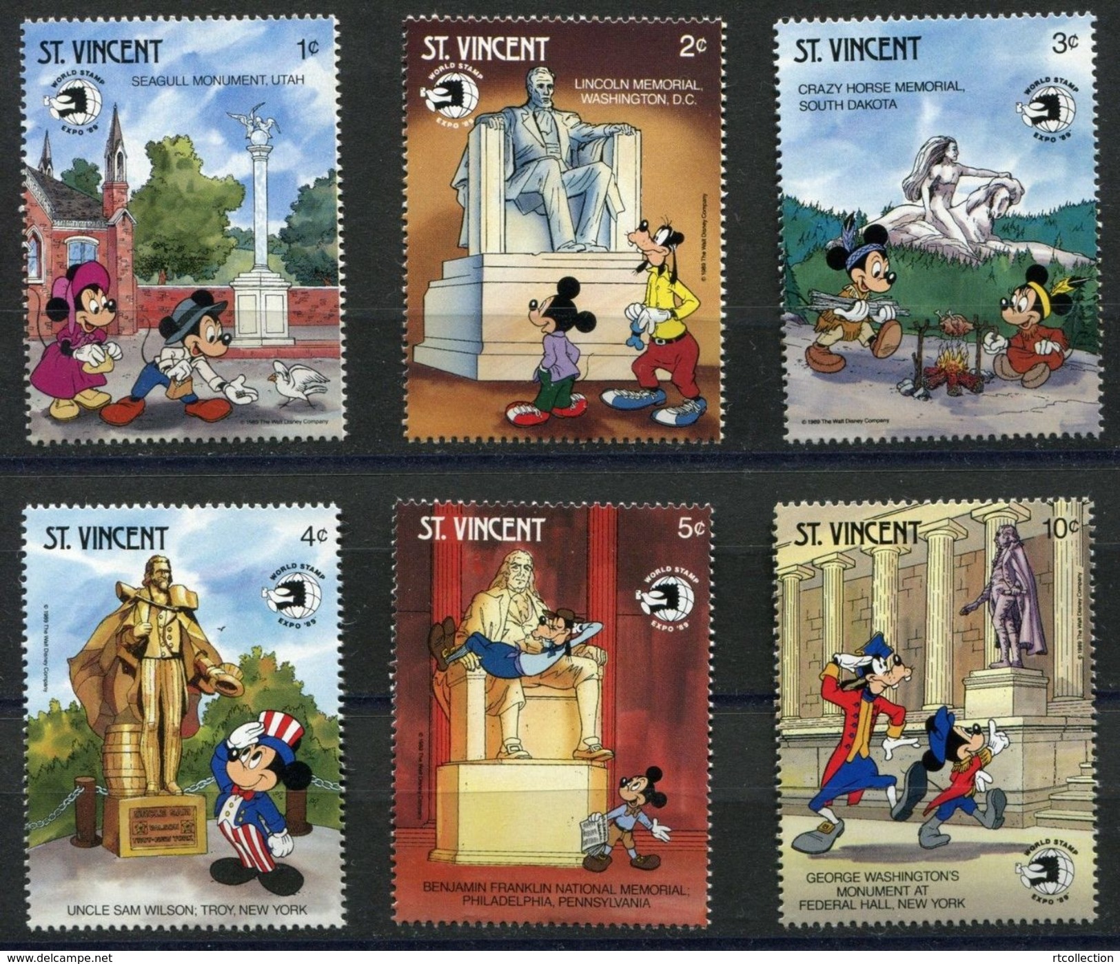 St. Vincent 1989 Disney America New York World Stamp EXPO Cartoon Animation Childhood Stamps (15) MNH SC#1256-1263 - Other & Unclassified