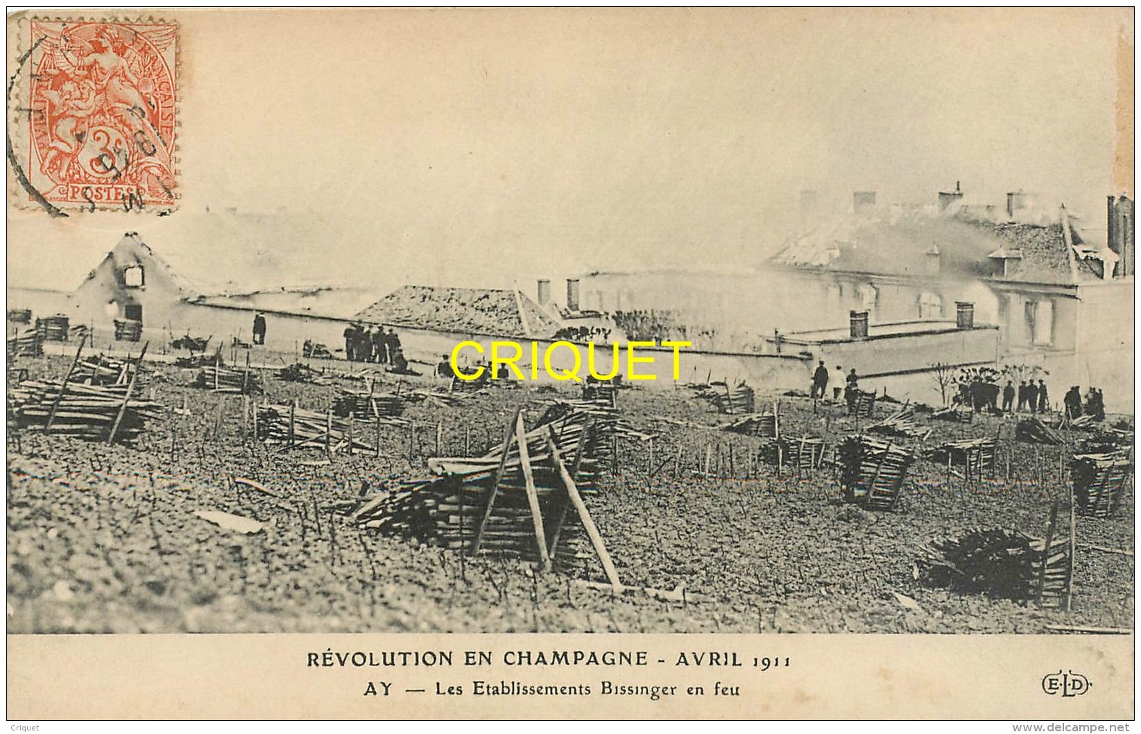 51 Ay, Révolution En Champagne 1911, Les Etablissements Bissinger En Feu - Ay En Champagne