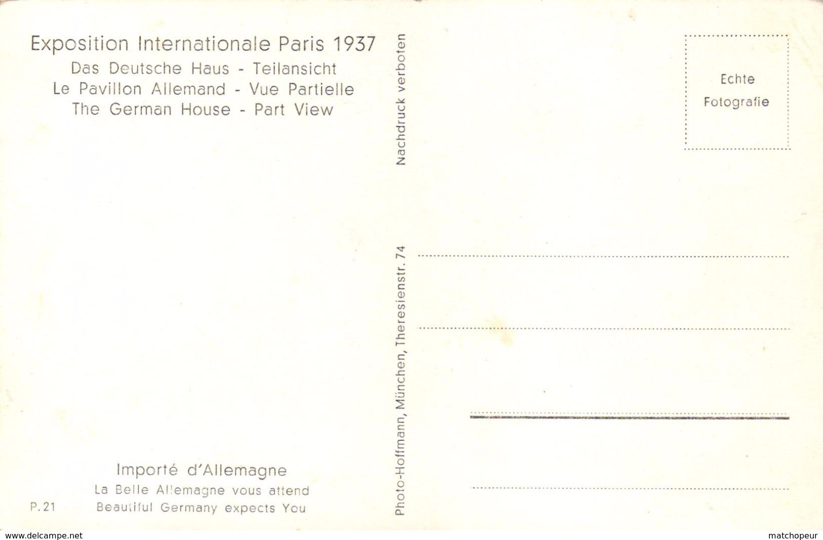 PARIS -75- EXPOSITION INTERNATIONALE PARIS 1937 - Tentoonstellingen