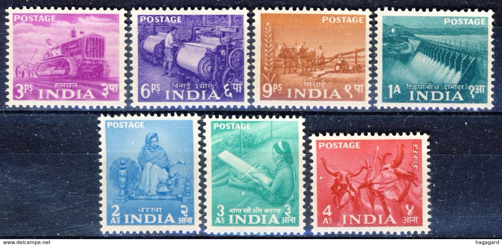 +B1300. India 1955. Definitives. Michel 238-44. MNH(**) - Unused Stamps