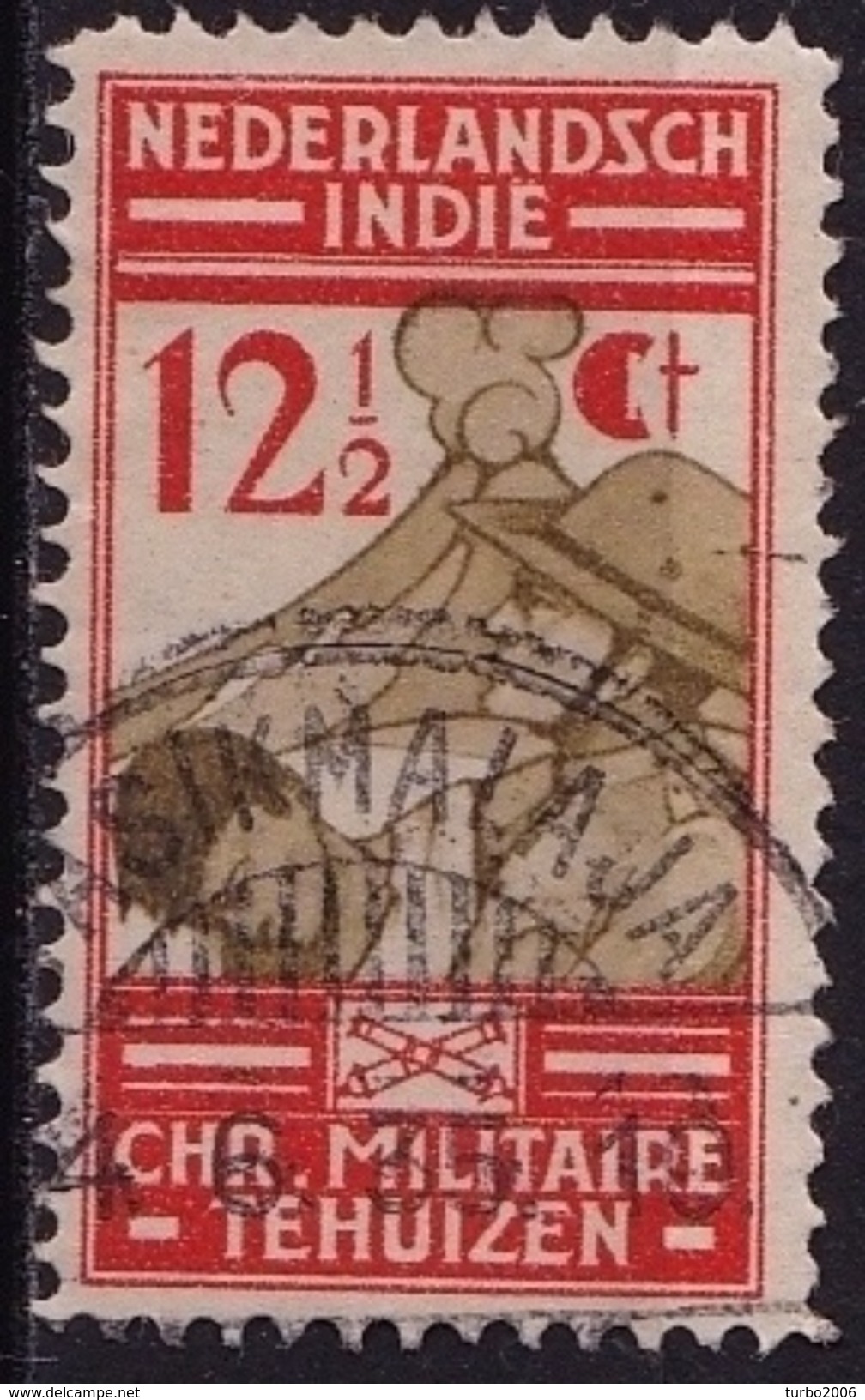 Ned. Indië  Langebalkstempel TASIKMALAJA (823) Op 1935 Chr. Militaire Bond 12½ Ct Oranje / Sepia NVPH 219 - Nederlands-Indië