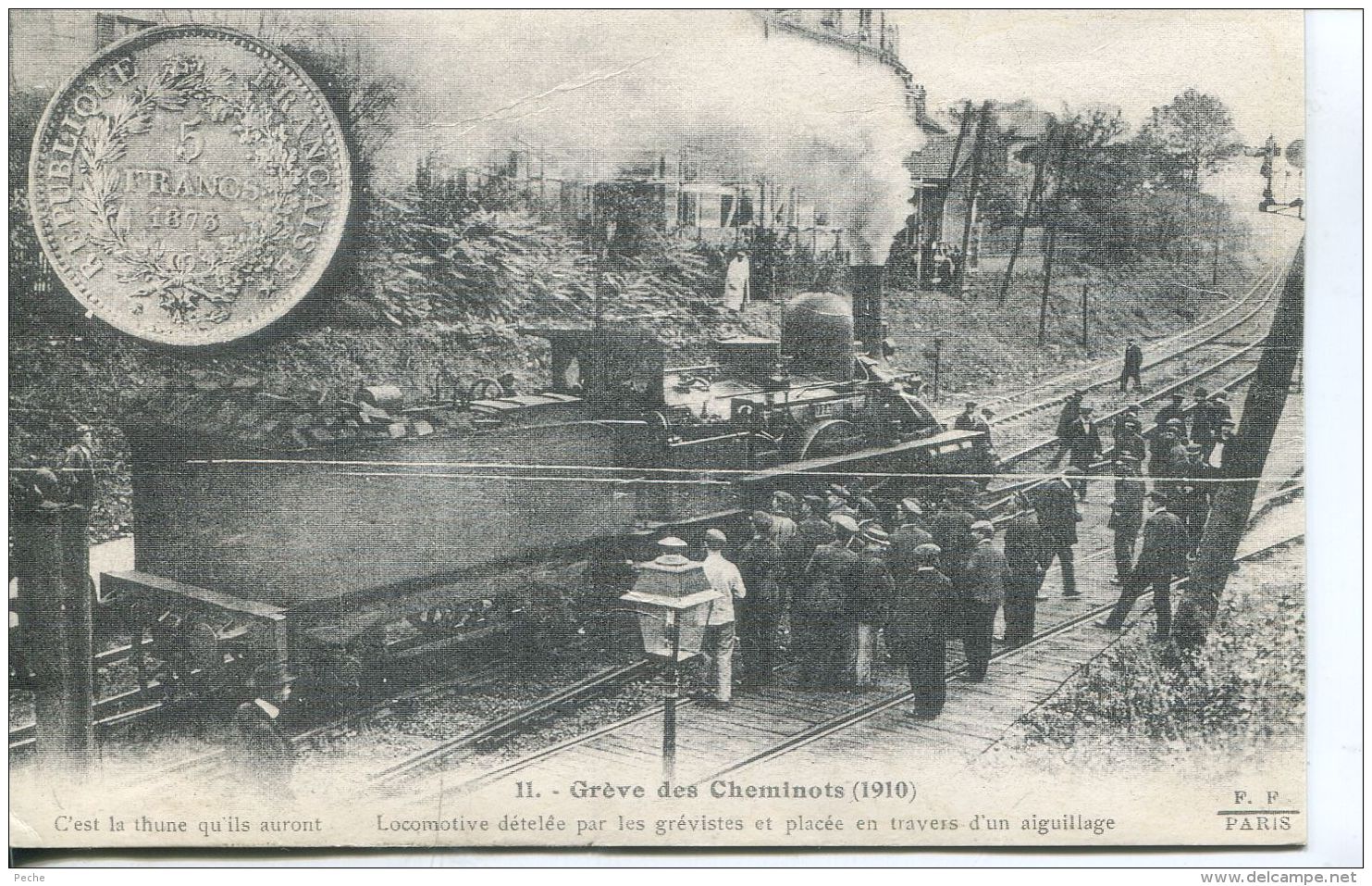 N°56182 -cpa Grève Des Cheminots 1910 -locomotive Dételée En Traves D'un Aiguillage- - Autres & Non Classés