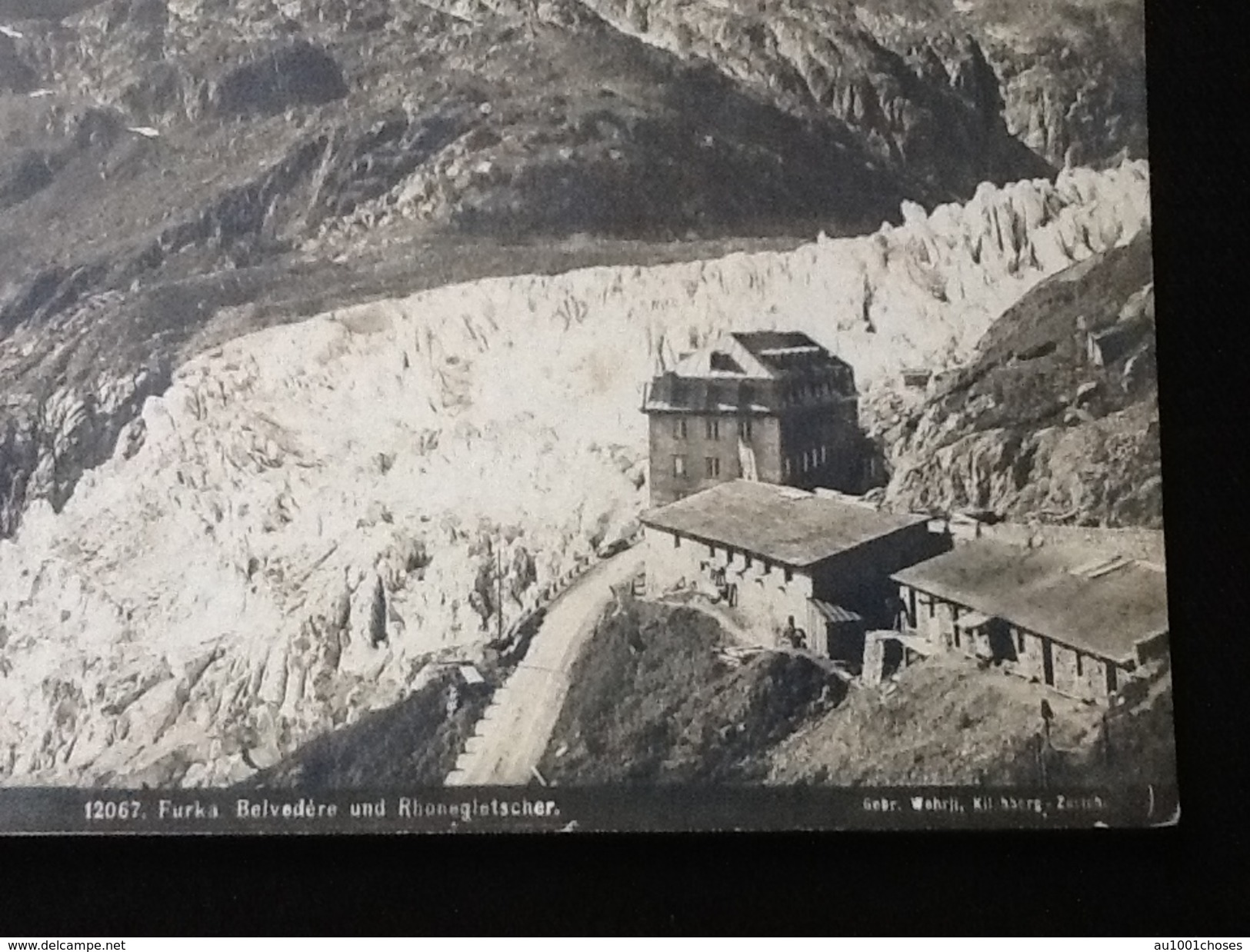 Photographie Vers 1890' (Suisse)  Col De La Furka Belvedère Rhône Gletscher (glacier Du Rhône) Photographe Wehrli AG - Anciennes (Av. 1900)