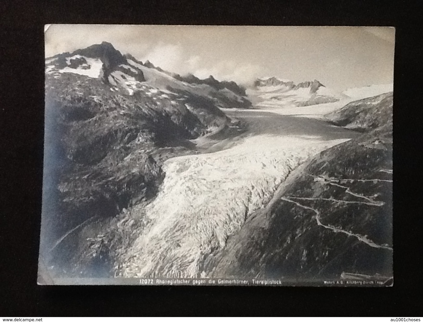 Photographie Vers 1890' (Suisse)  Rhône Gletscher (glacier Du Rhône) Au Sommet Tieralplistock Photographe Wehrli Arthur - Oud (voor 1900)