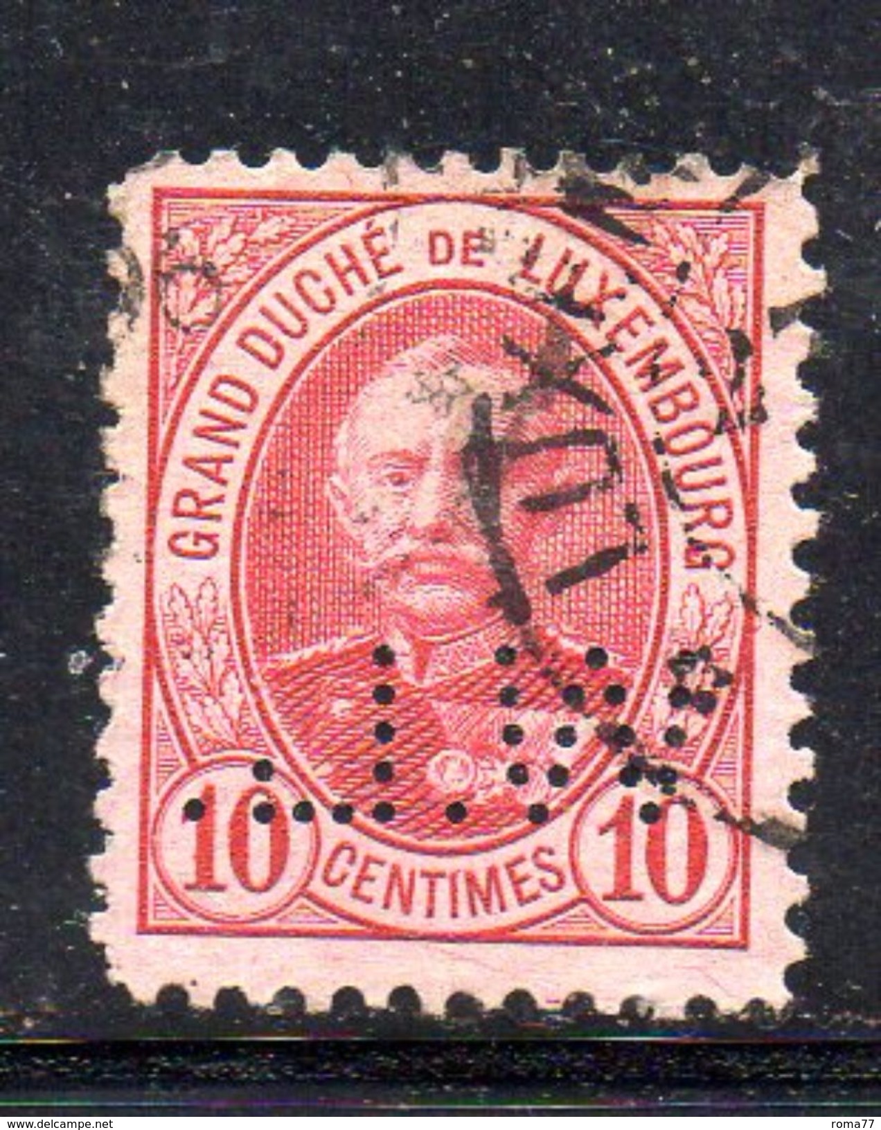 T428  - LUSSEMBURGO  PERFIN PERFINS , 10 Cent.  Usato - 1891 Adolphe De Face