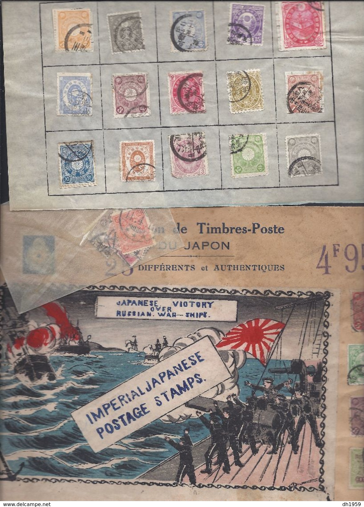 JAPAN JAPON JAPANESE VICTORY OVER RUSSIAN WAR SHIPS RUSSIA IMPERIAL JAPANESE POSTAGE STAMPS COLLECTION 25 TIMBRES LOT 2 - Collezioni & Lotti