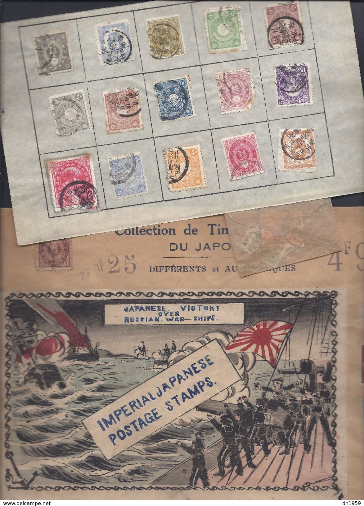 JAPAN JAPON JAPANESE VICTORY OVER RUSSIAN WAR SHIPS RUSSIA IMPERIAL JAPANESE POSTAGE STAMPS COLLECTION 23 TIMBRES LOT 3 - Colecciones & Series