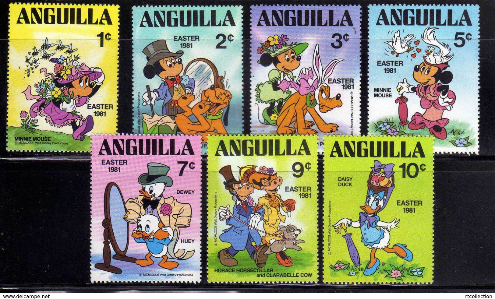 Anguilla 1981 Easter Holiday Disney Cartoon Animation Rabbit Bee Animal Bird Art Celebrations Stamps (38) MNH SC 434-440 - Disney
