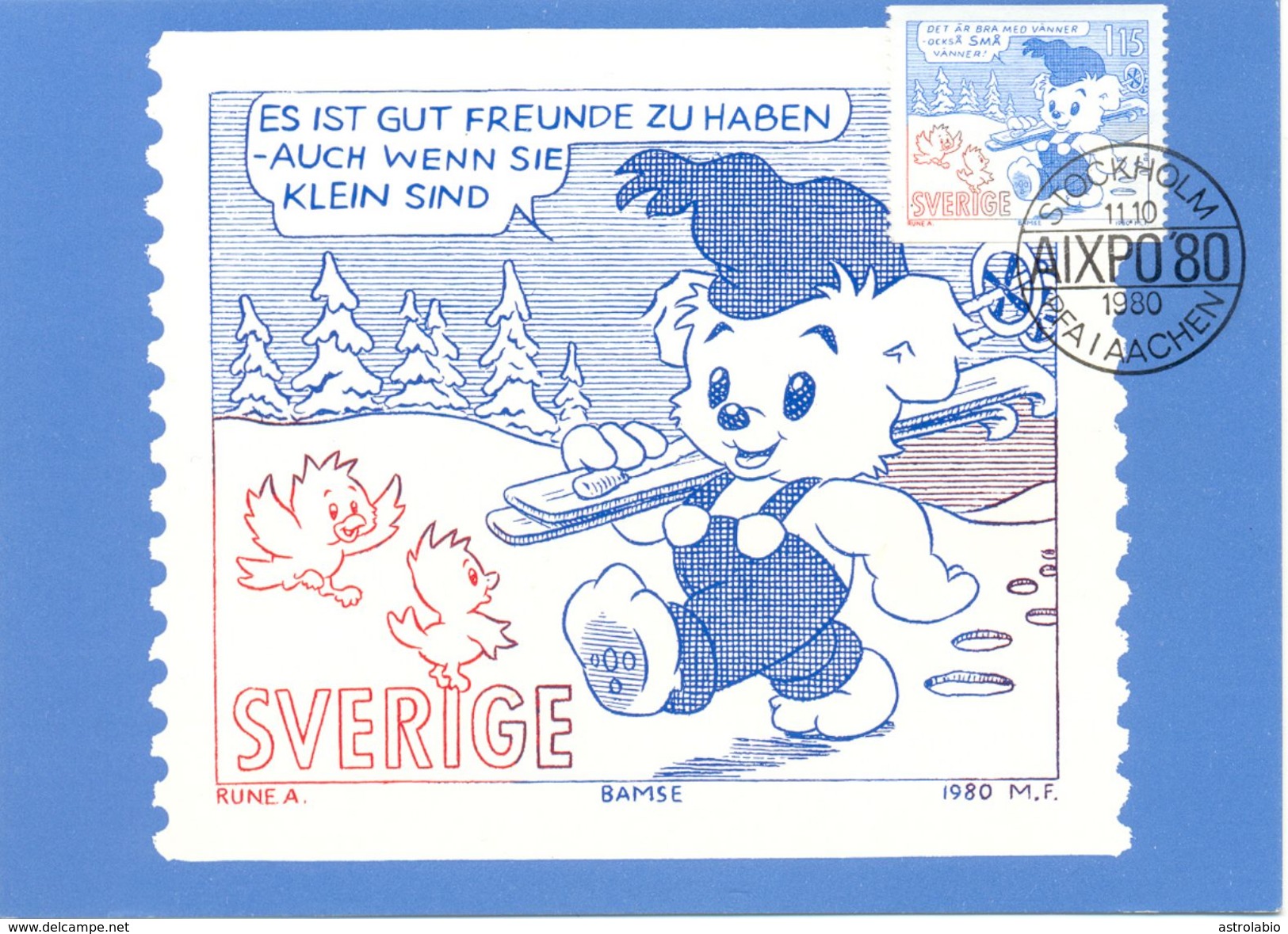 Suède 1980 " Bandes Dessinées Suédoises, Bamse " Carte Maximum Yvert 1106 - Bandes Dessinées