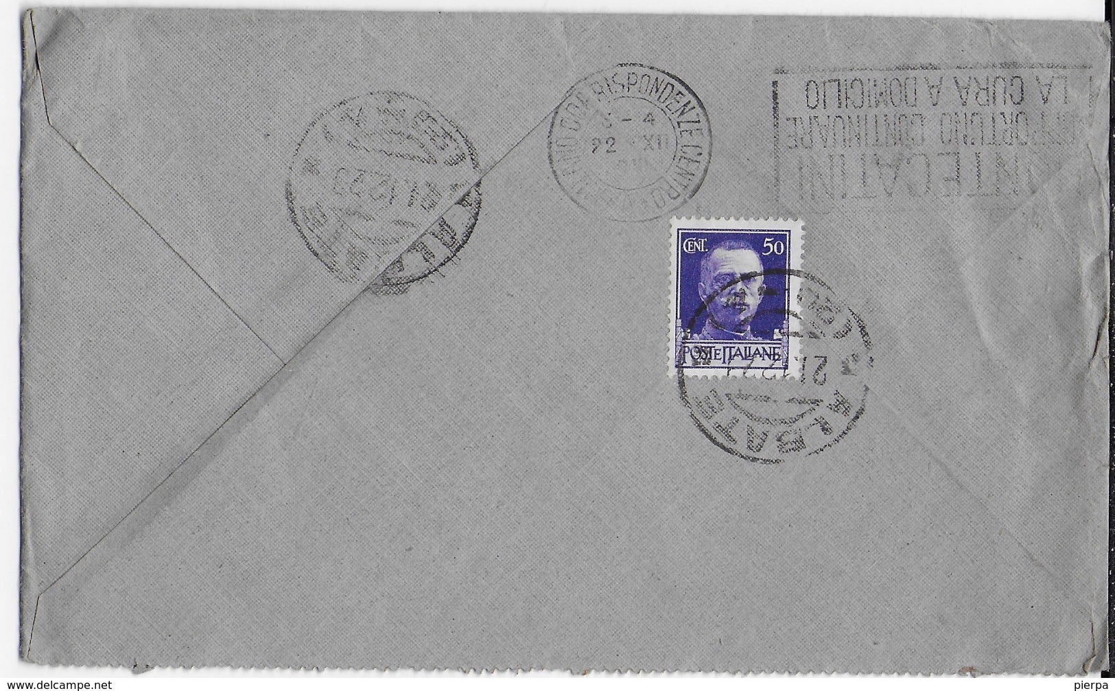 STORIA POSTALE REGNO - ANNULLO FRAZIONARIO ALBATE (CO) 20-4 SU BUSTA 21.12.1929 ANNULLO A TARGHETTA - Storia Postale