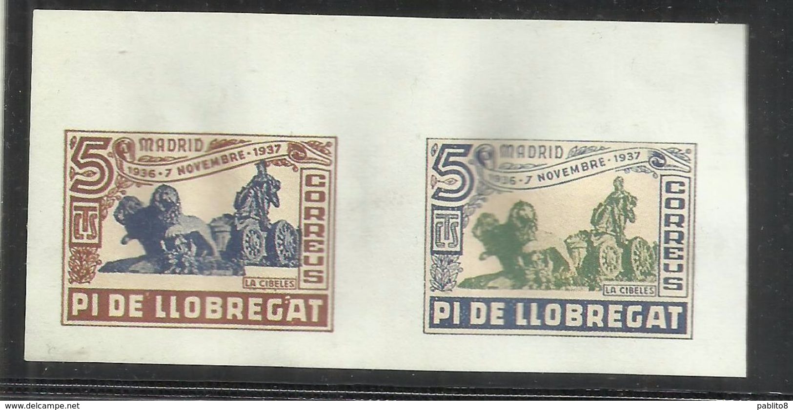 SPAIN ESPAÑA SPAGNA 1936 1937 Viñeta Local PI DE LLOBREGAT (Barcelona) 5 Cts. Cibeles Madrid MNH - Vignette Della Guerra Civile