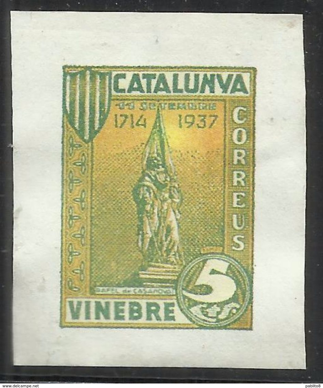 SPAIN ESPAÑA SPAGNA 1937 Viñeta Local CATALUNVA VINEBRE (Barcelona) 5 Cts. MNH - Vignette Della Guerra Civile