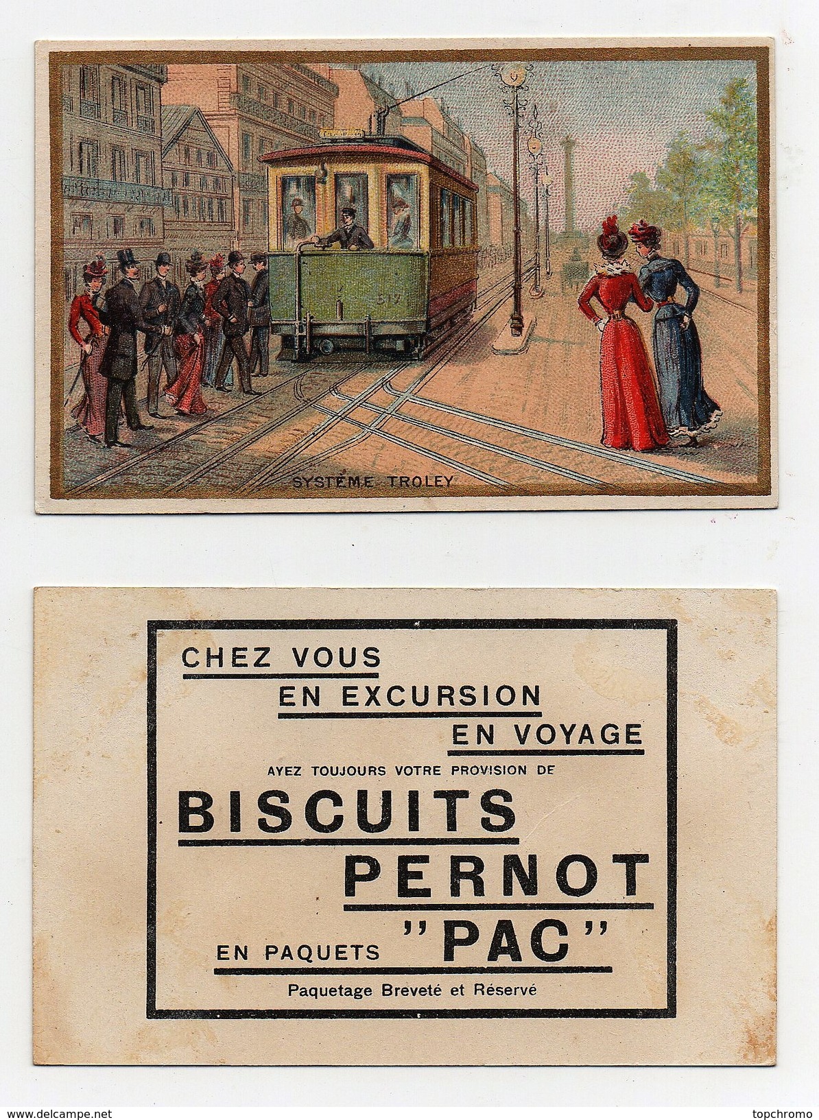 CHROMO Biscuits Pernot Moyens De Transport Système Troley - Pernot