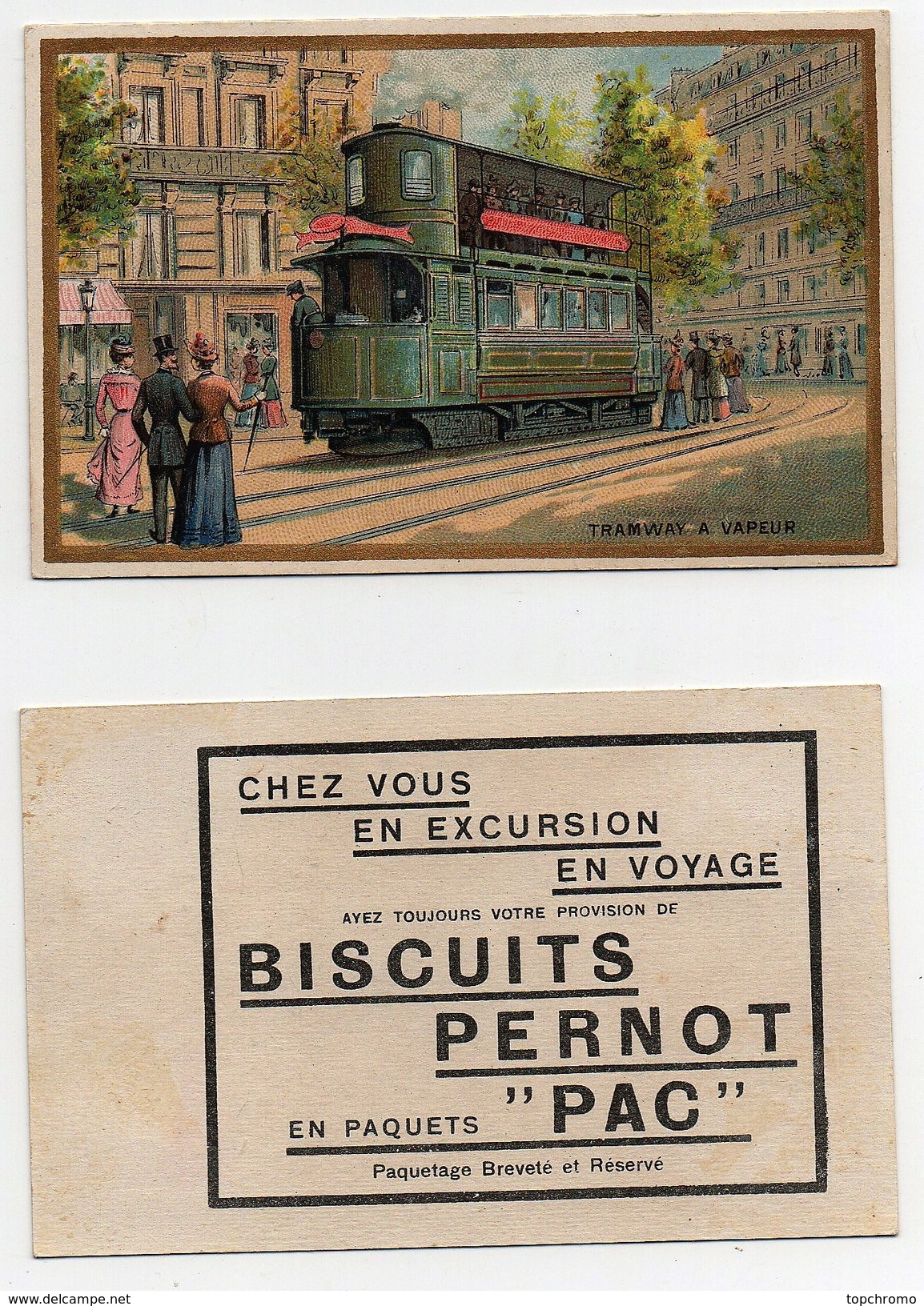 CHROMO Biscuits Pernot Moyens De Transport Tramway à Vapeur - Pernot