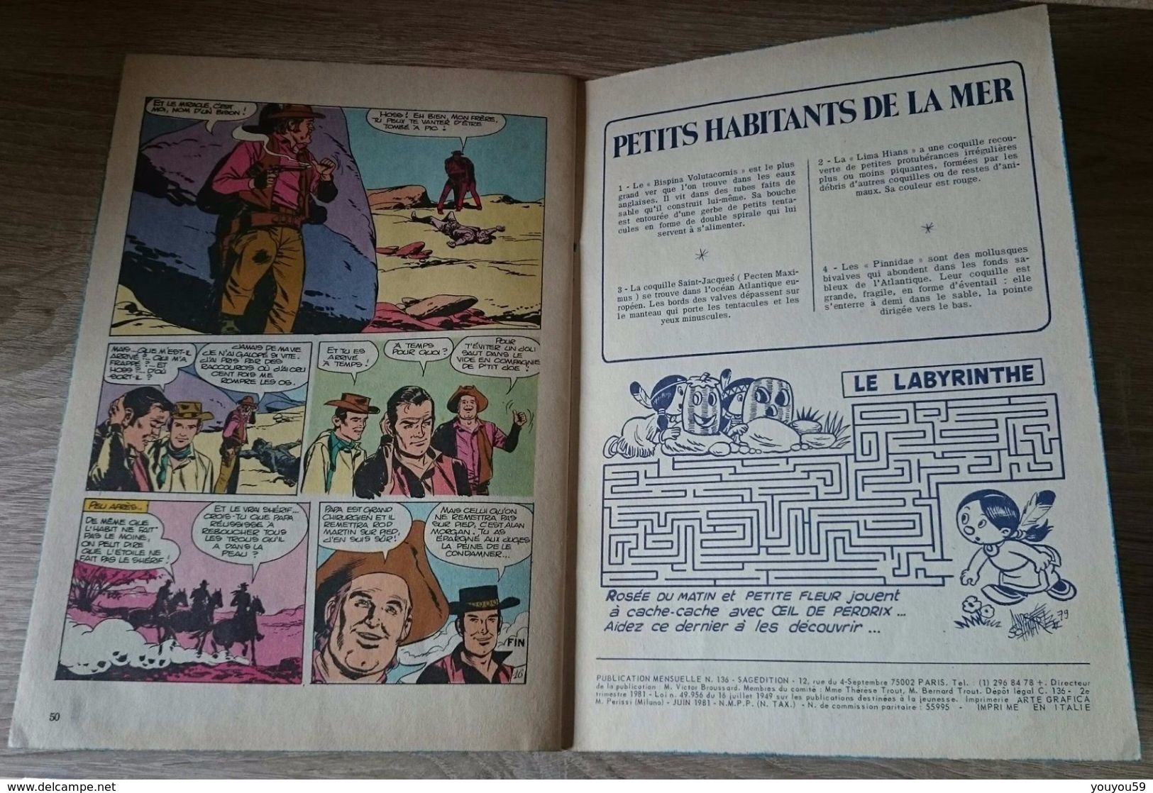 REVUE BD BANDE DESSINEE MENSUEL RINTINTIN ET RUSTY LE GRAND CANYON PEPITO BONANZA N°136 1981 SAGEDITION - Rintintin