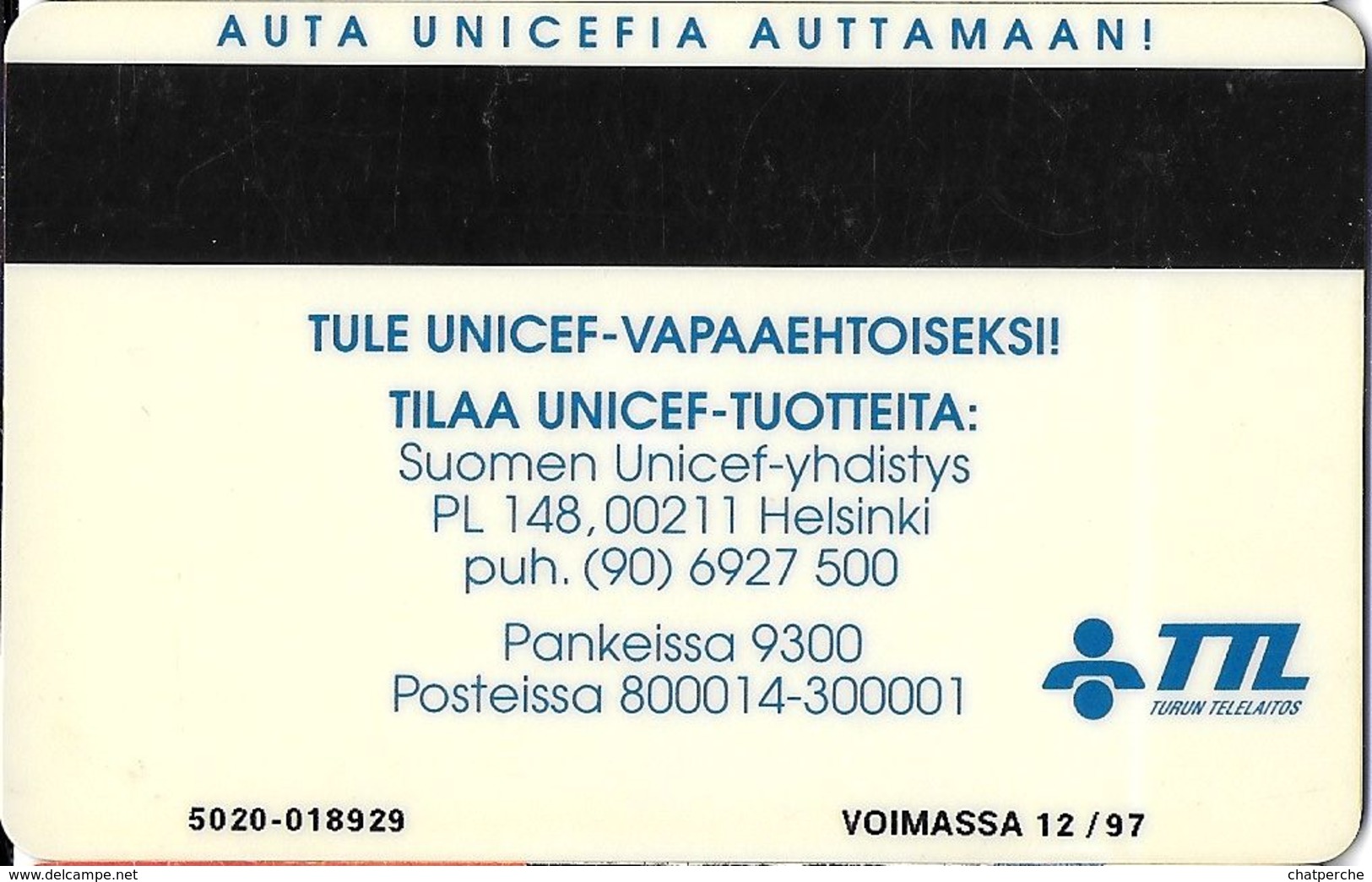 TÉLÉCARTE PHONECARD TARJETAS  FINLANDE  UNICEF ENFANTS BANDE MAGNÉTIQUE - Finlande