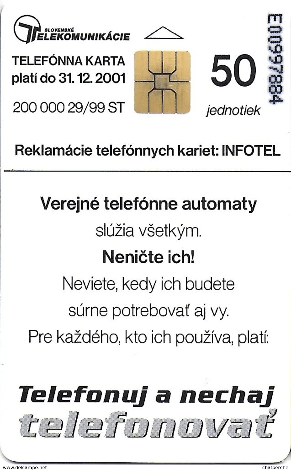 TÉLÉCARTE PHONECARD TARJETAS  SLOVAQUIE NON AU VANDALISME SUR CABINE TÉLÉPHONIQUE - Slovaquie