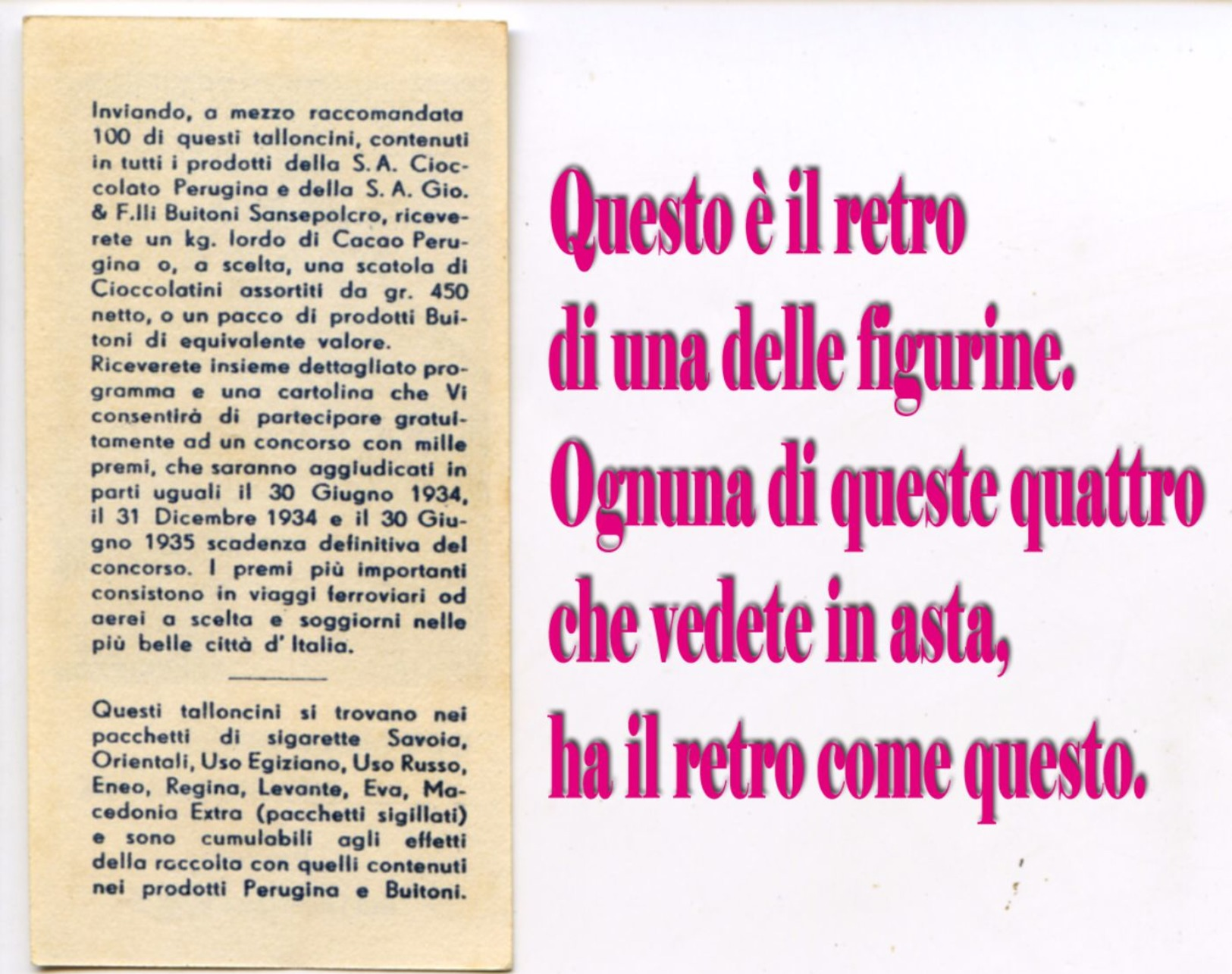 210> CROCIERA AEREA DEL DECENNALE Rarissime Figurine Perugina - Fascio Fascismo Duce - 1934 - Documenti Storici