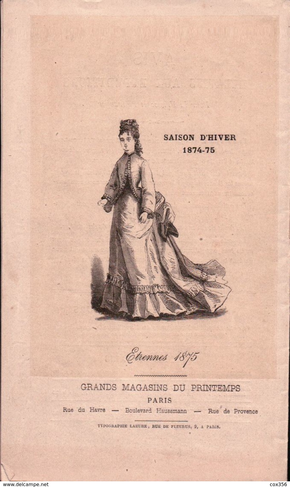 CATALOGUE ILLUSTRE des GRANDS MAGASINS du PRINTEMPS à PARIS pour les ÉTRENNES 1875 , Mobiliers Mode Jouets Accessoires