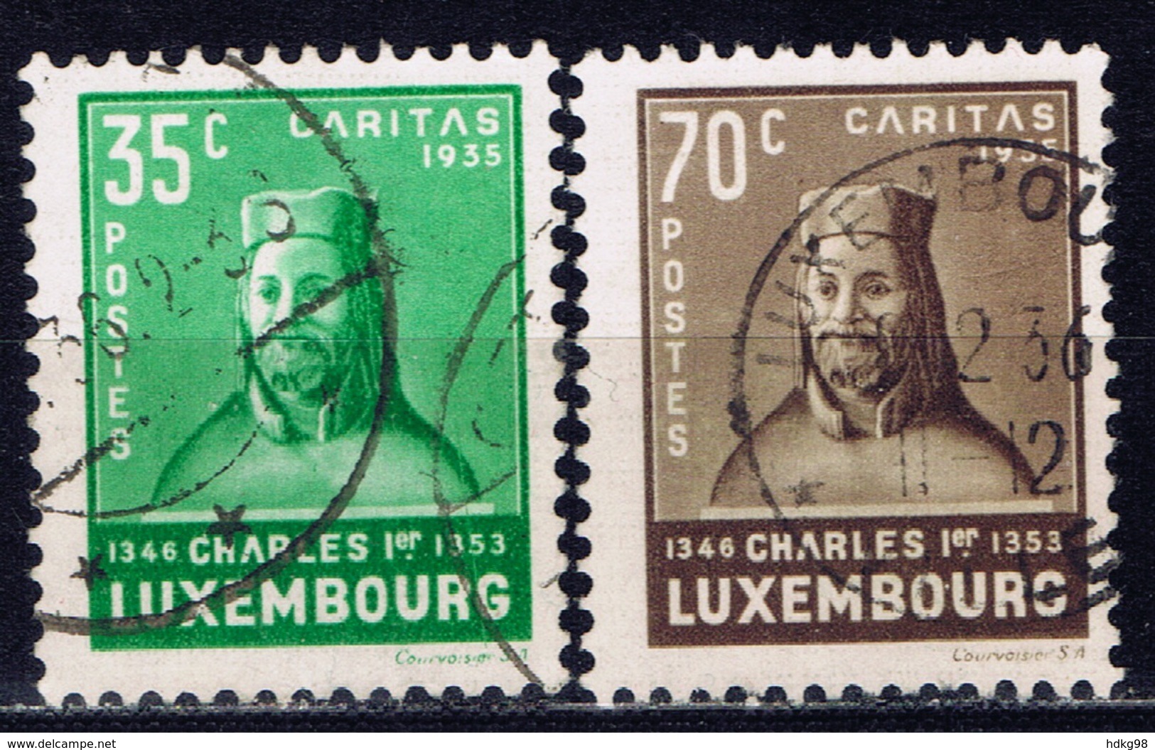 L+ Luxemburg 1935 Mi 285-86 Karl IV. - Oblitérés