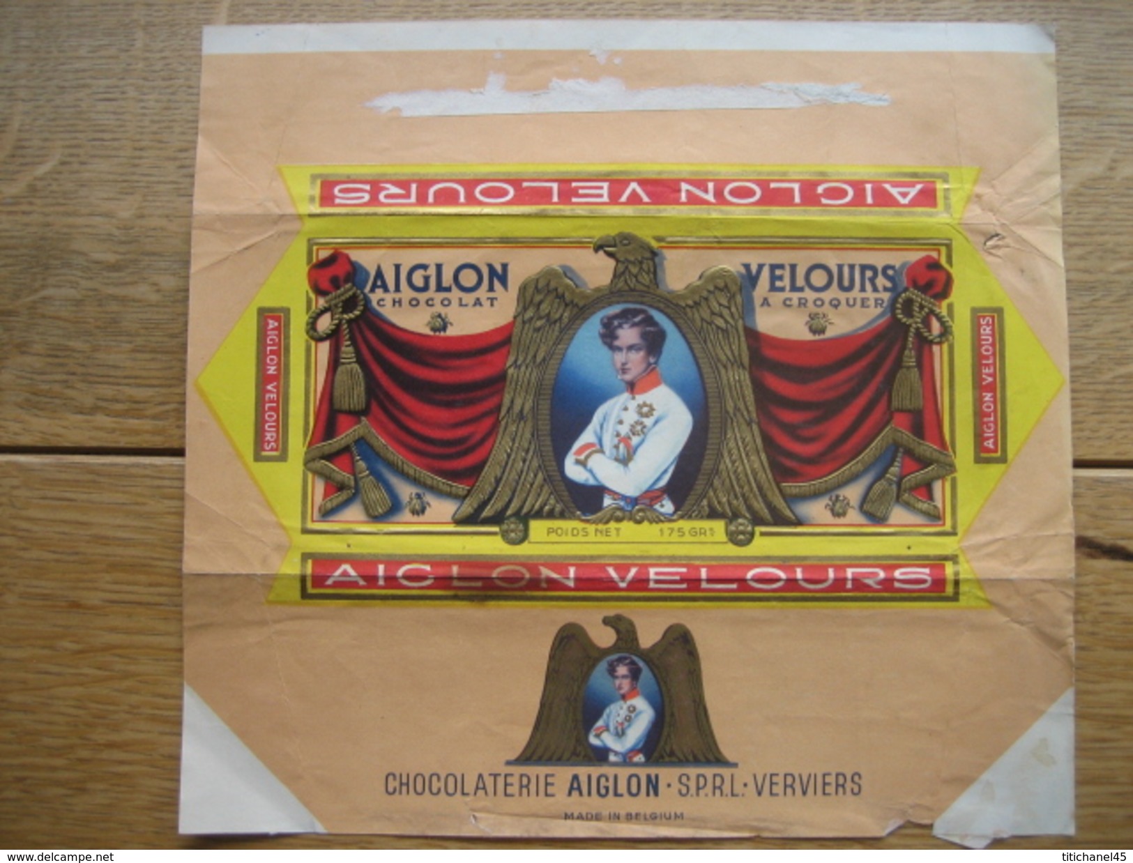 Emballage Superbement Illustré Chocolat AIGLON CHOCOLATERIE S.P.R.L. VERVIERS -Tablette 175 Grs AIGLON VELOURS - Chocolat