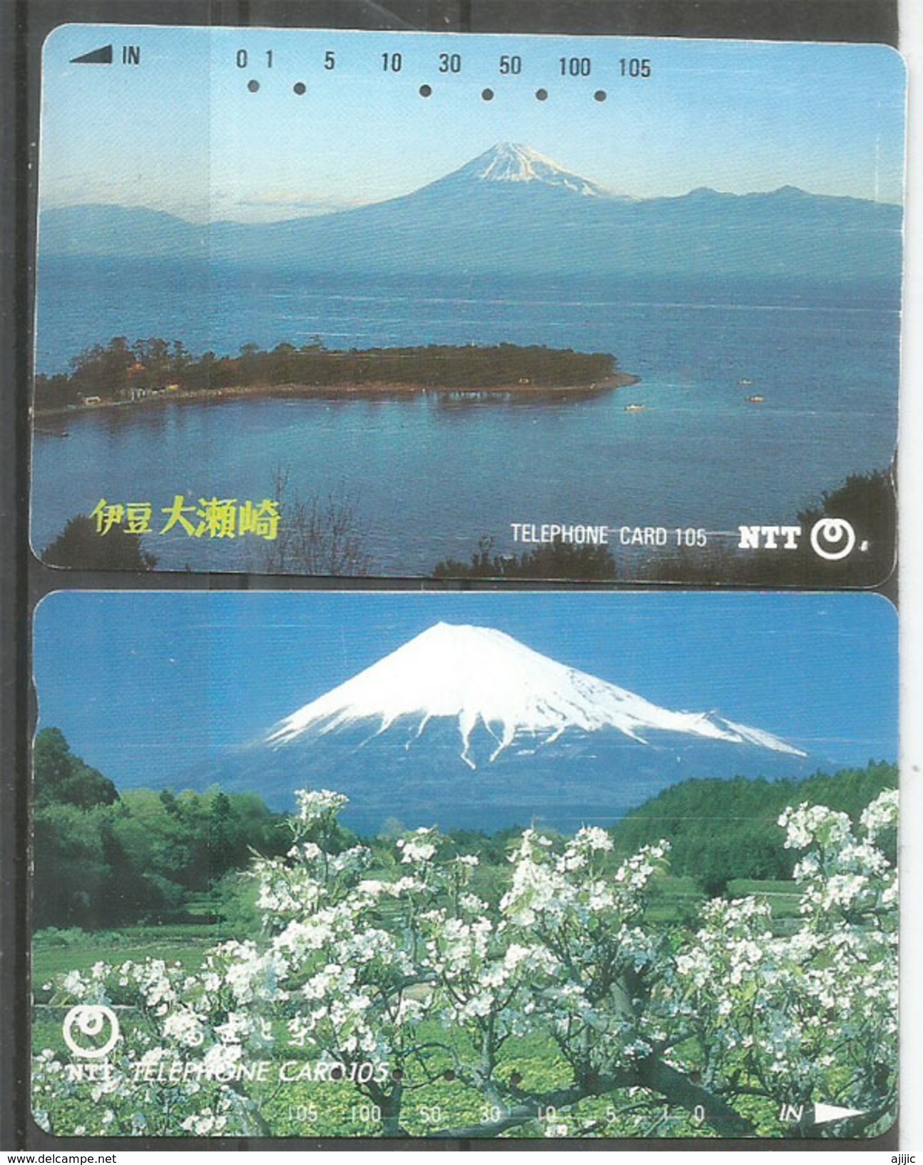 Mont Fuji Au Japon, 2 Telecartes Japon - Volcanes