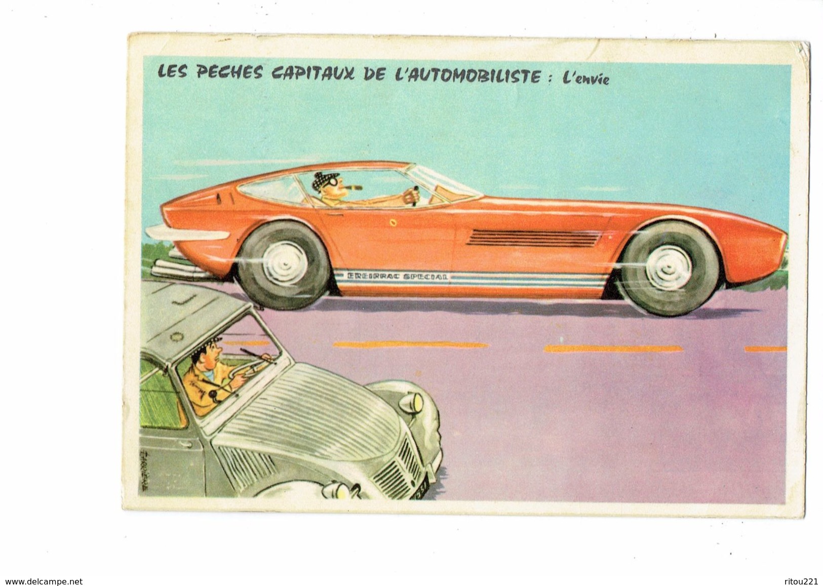 Cpm - Illustration Carrière - Péchés Capitaux De L'AUTOMOBILISTE - L'envie - Voiture De Course 2 CV CITROËN - Carrière, Louis