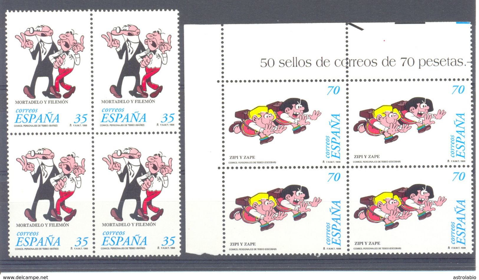 A Le Faciale. Espagne 1998 " Mortadelo Et Filemon Et Zipi Et Zape " Bandes Dessinées,  Xx Bloc4 - Bandes Dessinées