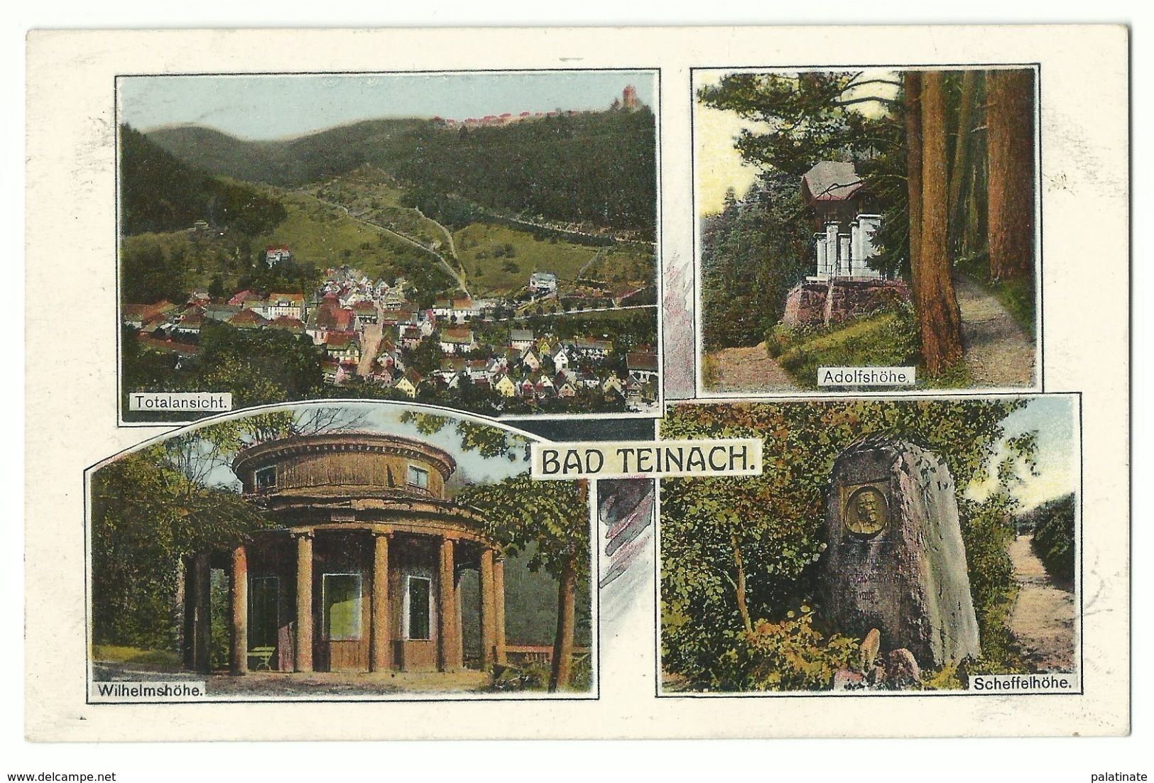 Bad Teinach 4 Bilder 1921 Nachverwendeter Württemberg-Stempel - Bad Teinach