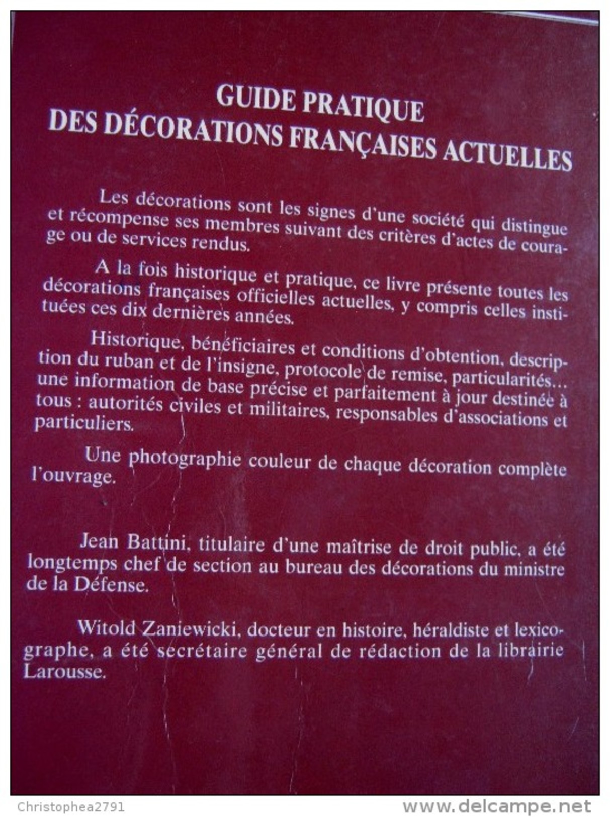 LIVRE / GUIDE PRATIQUE DES DECORATIONS FRANCAISE ACTUELLES 281 PAGES LAVAUZELLE - Francese