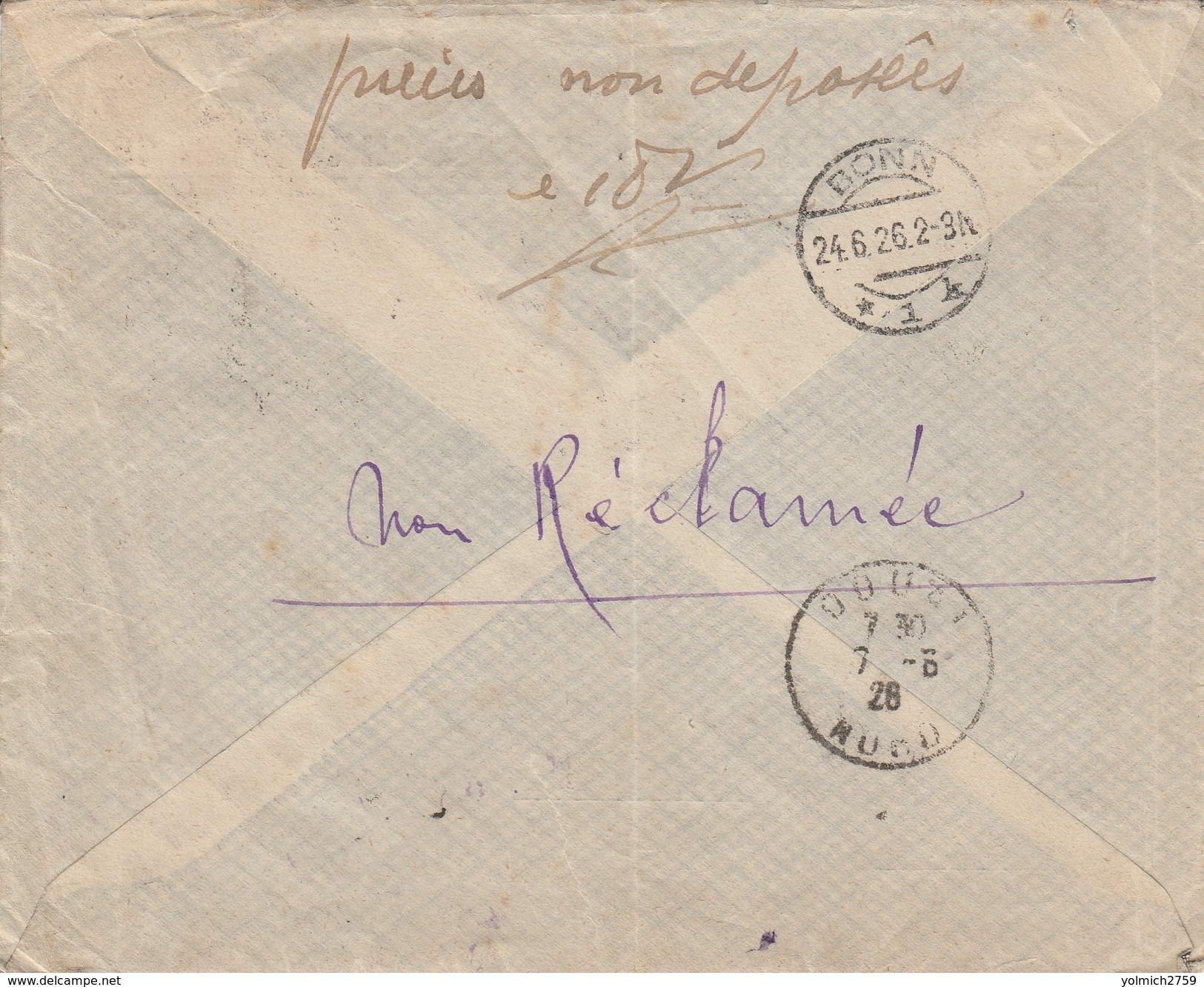 RETOUR à L'ENVOYEUR D'une L.R. De BONN (D) Du 5/6/24 Pour DOUAI Le 7/6 - LE DESTINATAIRE N'A PAS DÉPOSÉ LES PIECES ... - Manual Postmarks