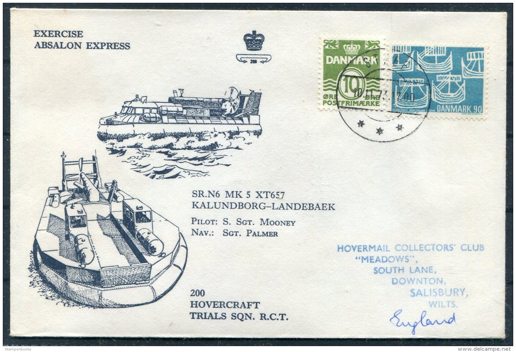 1975 GB Denmark Military Exercise Absalon Express Hovercraft Trials Postcard. Kalundborg Landebaek - Covers & Documents