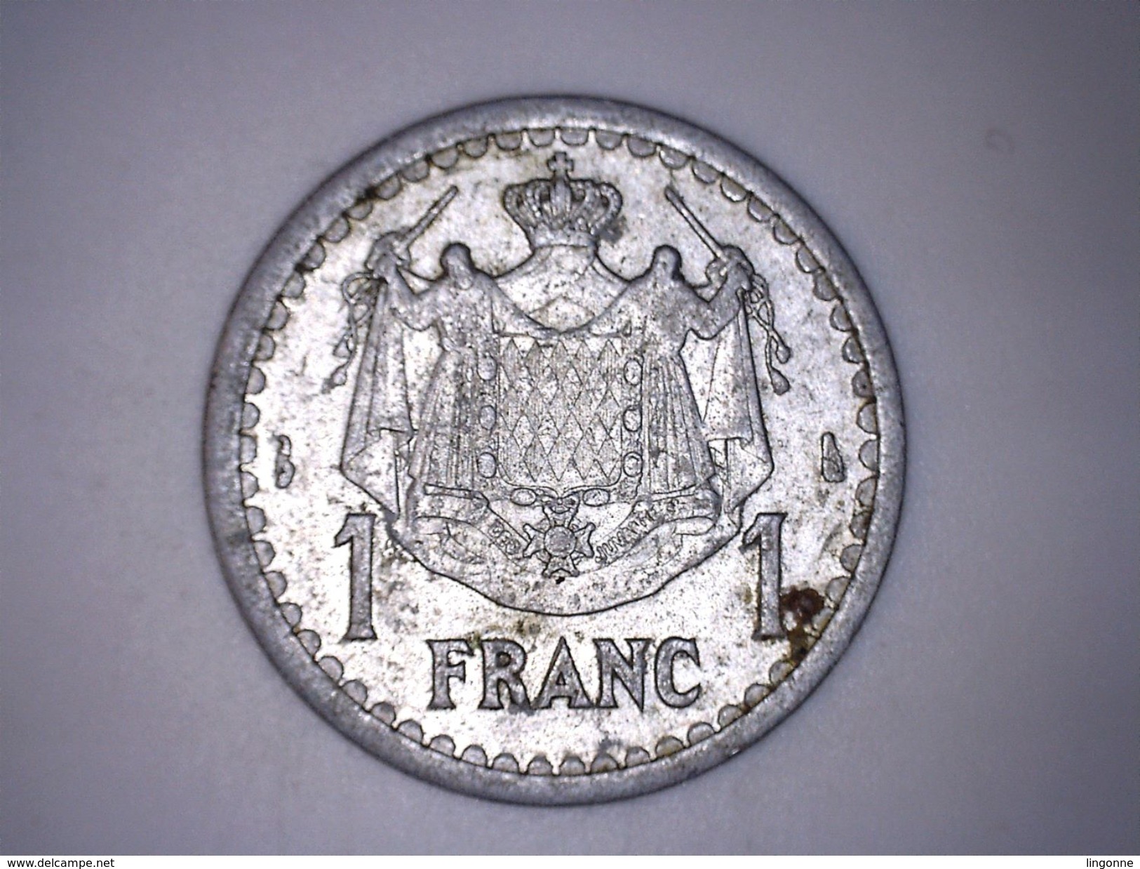 Monaco - Louis II - 1 Franc Aluminium (1943) - 1922-1949 Louis II