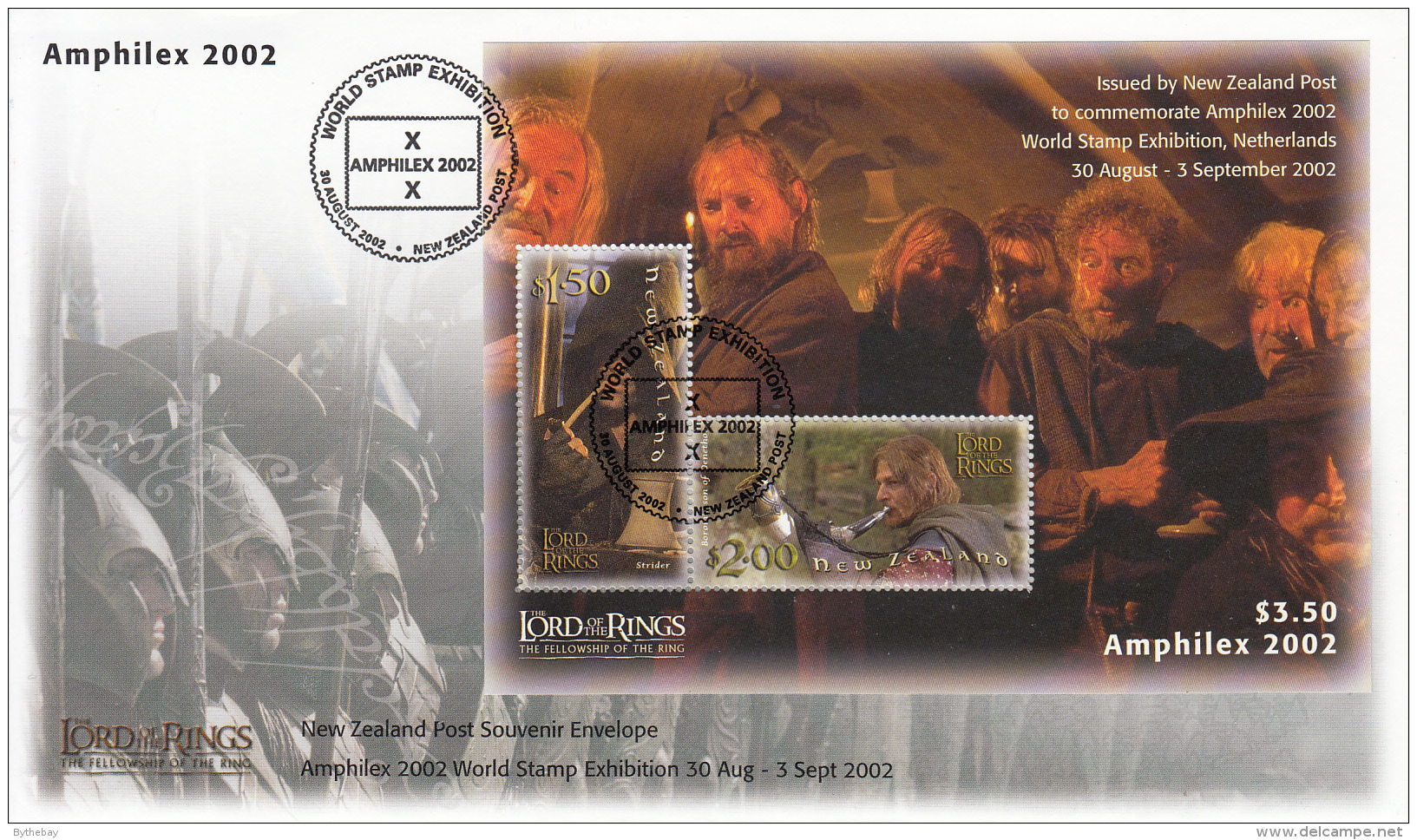 New Zealand 2002 Cover Scott #1755b Strider, Boromir Lord Of The Rings Amphilex 2002 - Cinema
