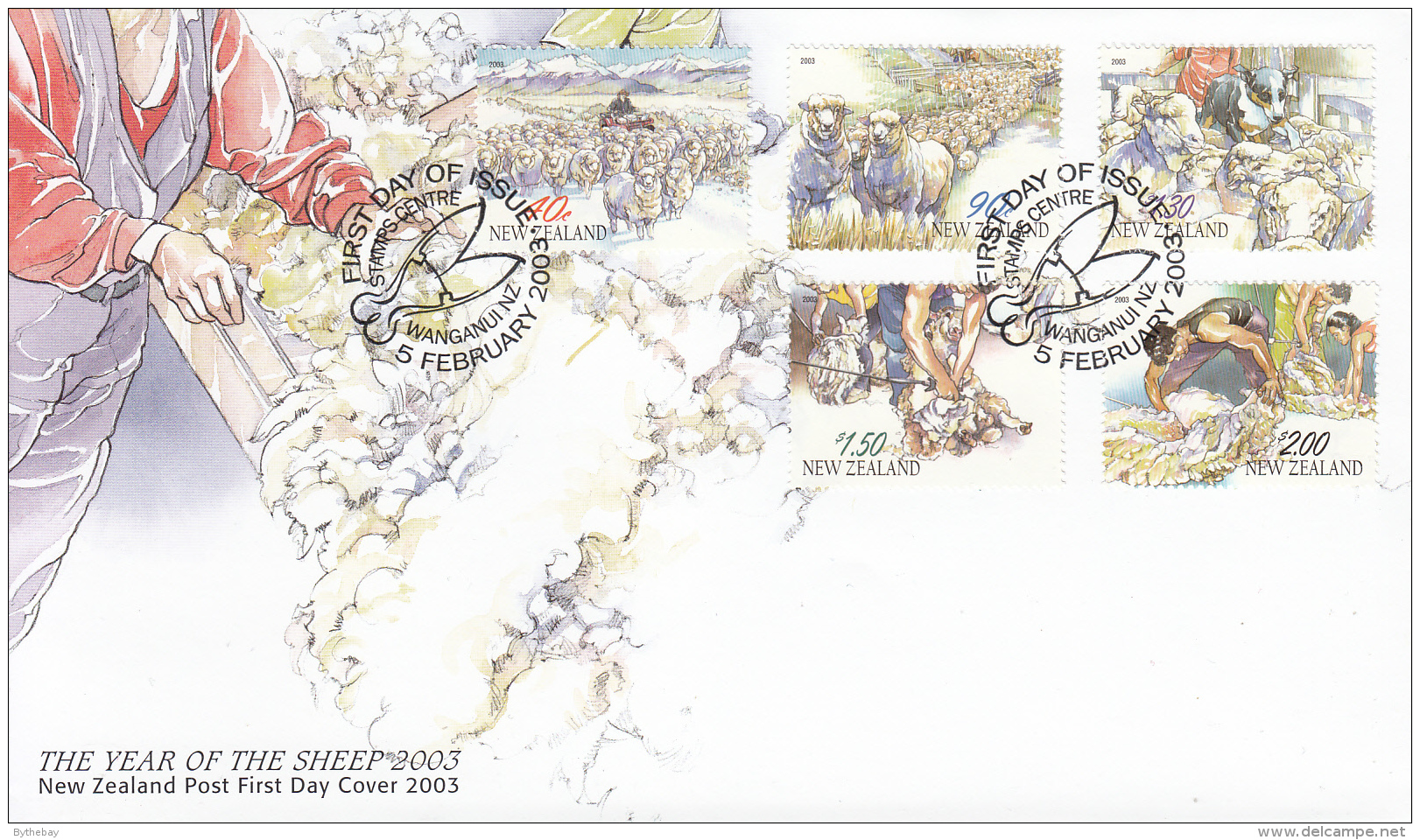 New Zealand 2002 FDC Scott #1850-#1854 Set Of 5 Sheep Farming Year Of The Ram - Granjas