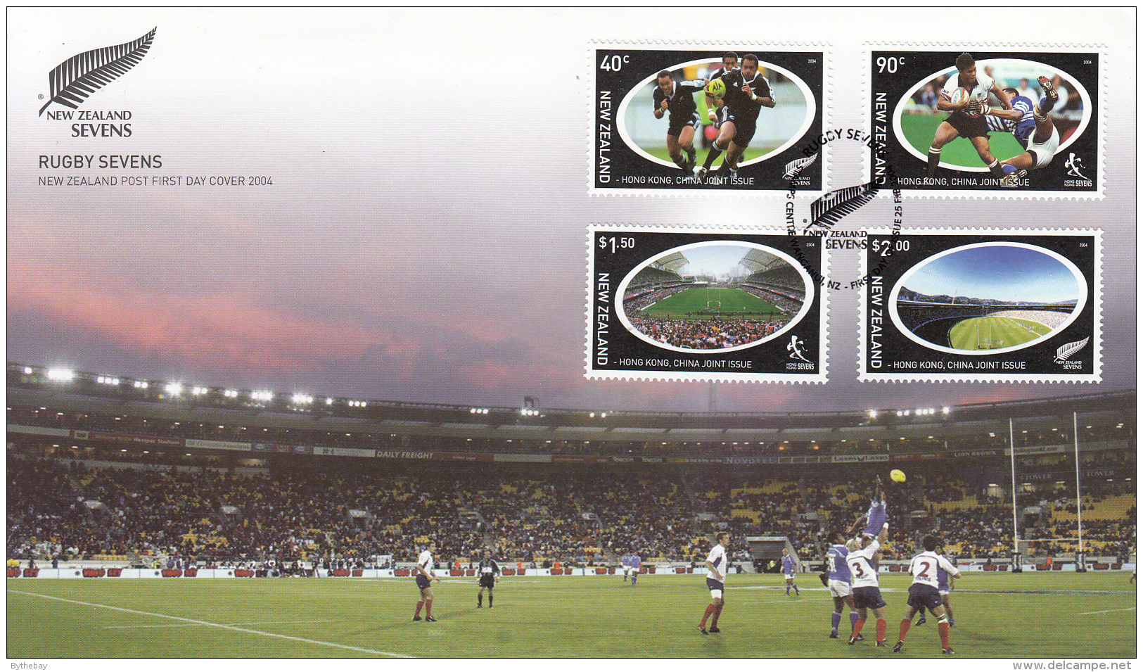 New Zealand 2004 FDC Scott #1917-#1920 Set Of 4 Rugby Sevens Joint With Hong Kong - Emissions Communes