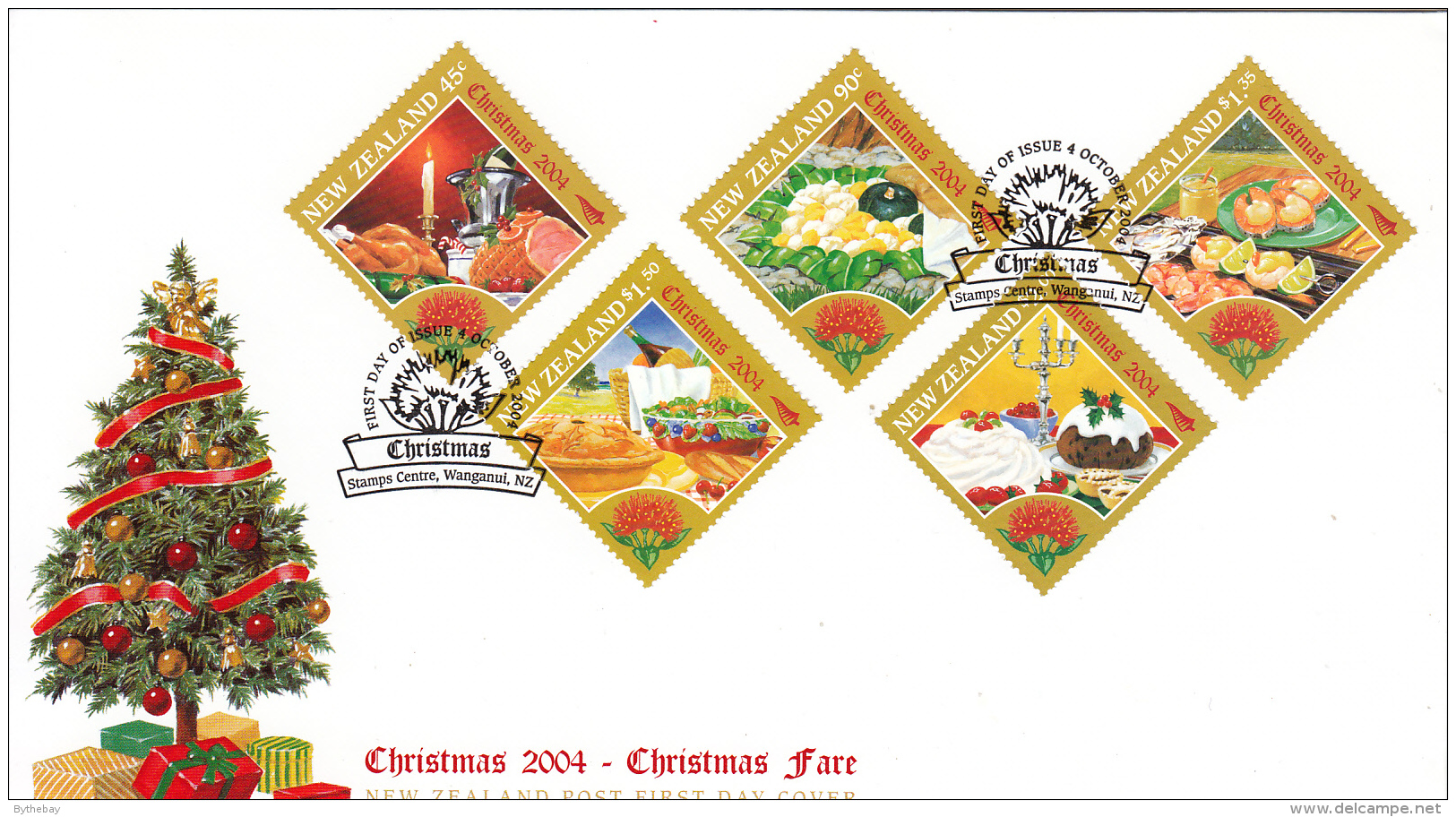 New Zealand 2004 FDC Scott #1978-#1982 Set Of 5 Food Christmas Fare - Weihnachten