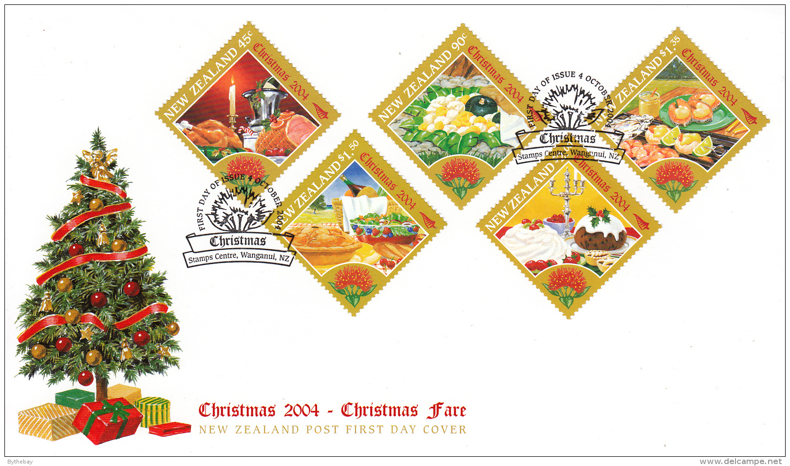 New Zealand 2004 FDC Scott #1978-#1982 Set Of 5 Food Christmas Fare - Alimentation