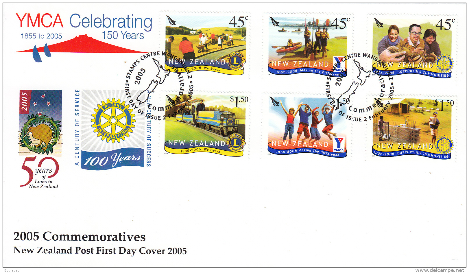 New Zealand 2005 FDC Scott #1997-#2002 Set Of 6 Rotary International, Lions Club, YMCA - Rotary, Lions Club