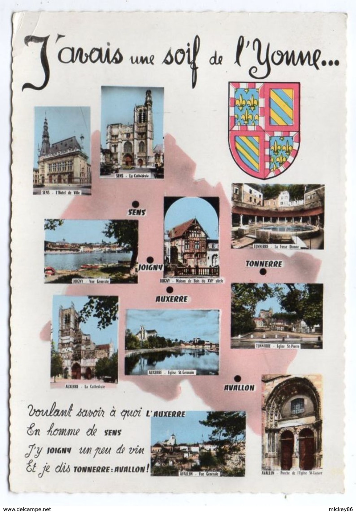 Yonne-1967-Multivues Sens,Joigny,Tonnerre,Auxerre,Avallon....blason - Autres & Non Classés
