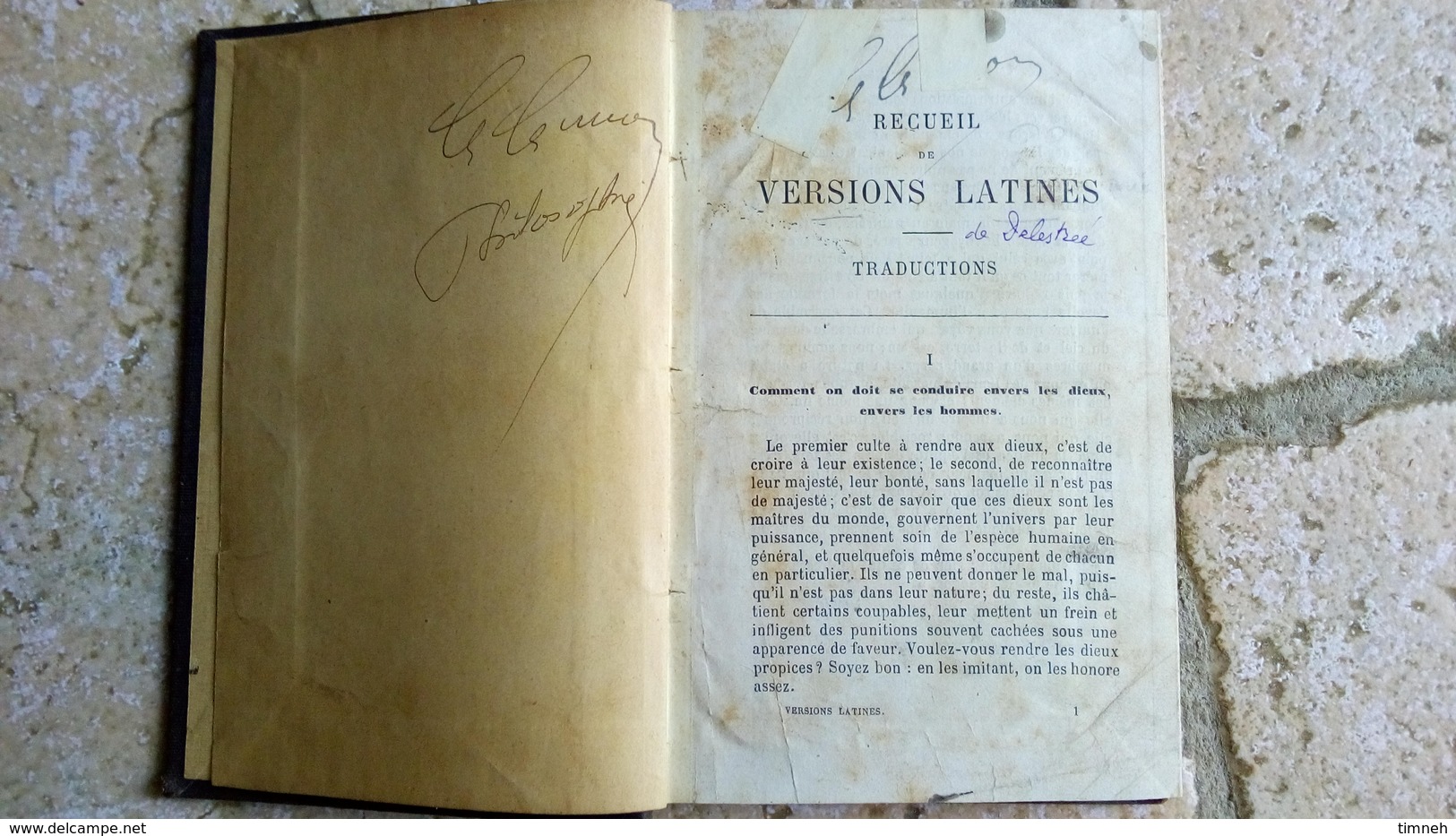 RECEUIL DE VERSIONS LATINES TRADUCTIONS De Delestrée - Manque Page TITRE+TABLE 1ère Partie (état Médiocre) Fin XIXe? - Über 18