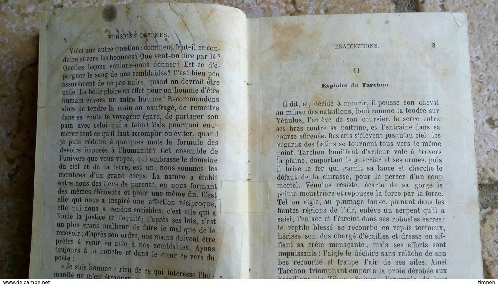 RECEUIL DE VERSIONS LATINES TRADUCTIONS De Delestrée - Manque Page TITRE+TABLE 1ère Partie (état Médiocre) Fin XIXe? - 18 Ans Et Plus