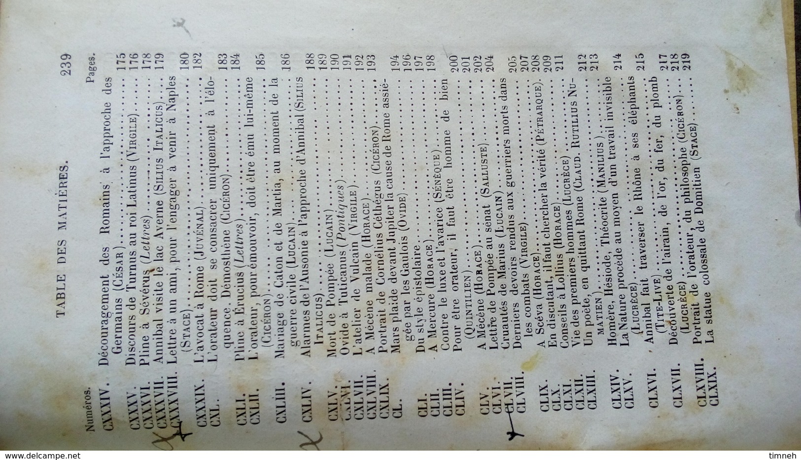 RECEUIL DE VERSIONS LATINES TRADUCTIONS de Delestrée - Manque page TITRE+TABLE 1ère partie (état médiocre) Fin XIXe?