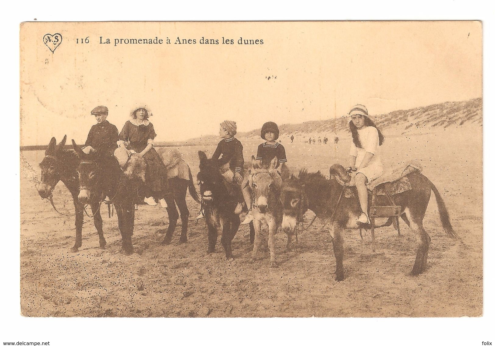 Belgische Kust / Littoral Belge - La Promenade à Anes Dans Les Dunes - Kinderen - Ezel - Uit Blankenberge - 1912 - Autres & Non Classés