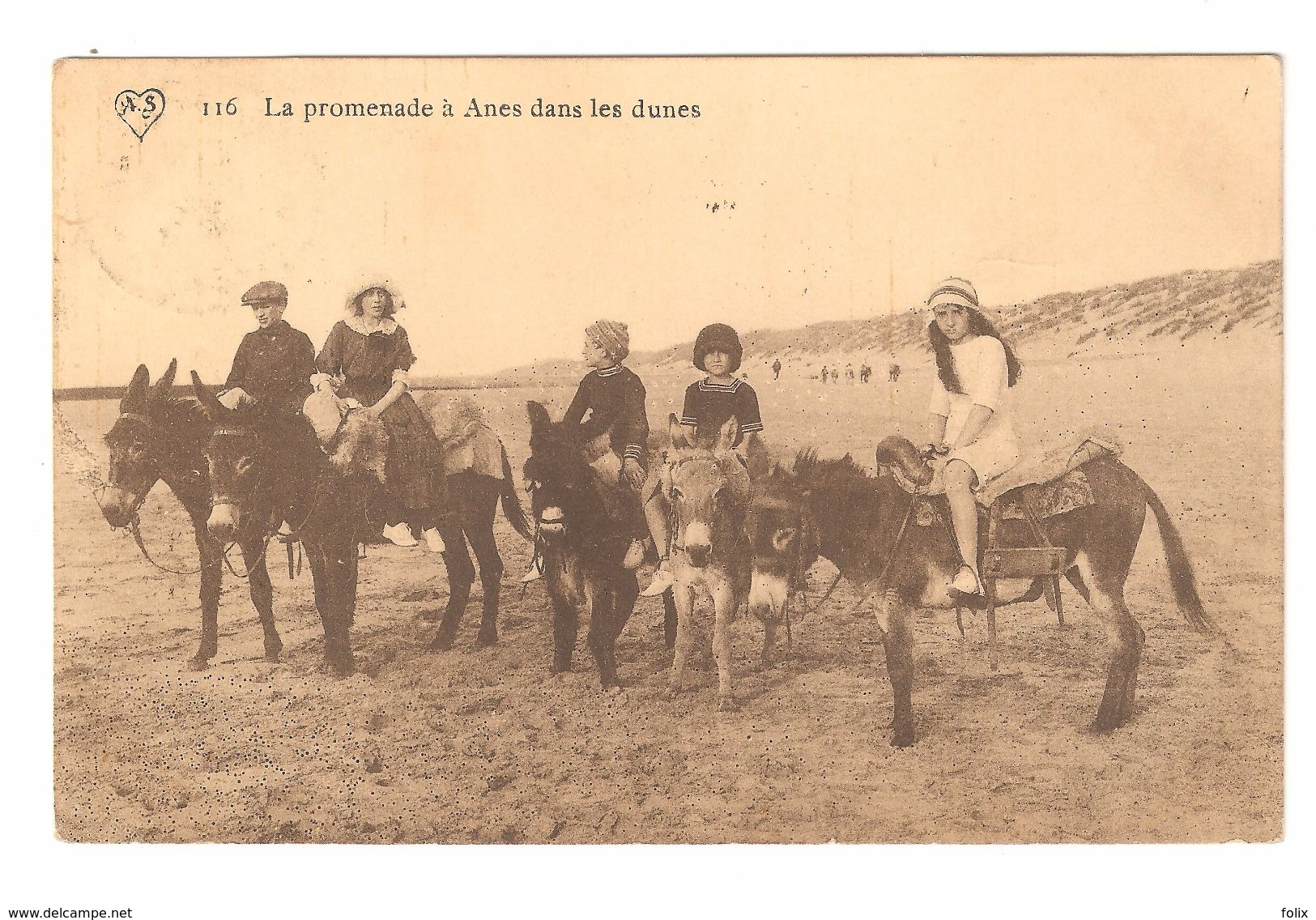 Belgische Kust / Littoral Belge - La Promenade à Anes Dans Les Dunes - Kinderen - Ezel - Uit Blankenberge - 1912 - Andere & Zonder Classificatie