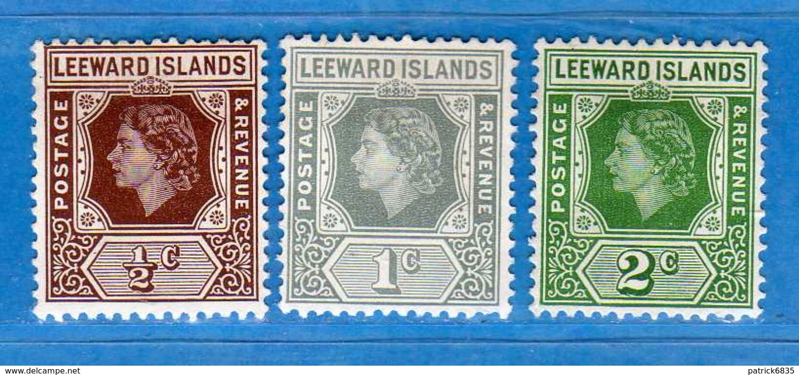 (Mn1) LEWARD ISLAND *-1954 -  ELIZABETH II . Yvert.119-120-121 .  MH.  Vedi Descrizione. - Leeward  Islands