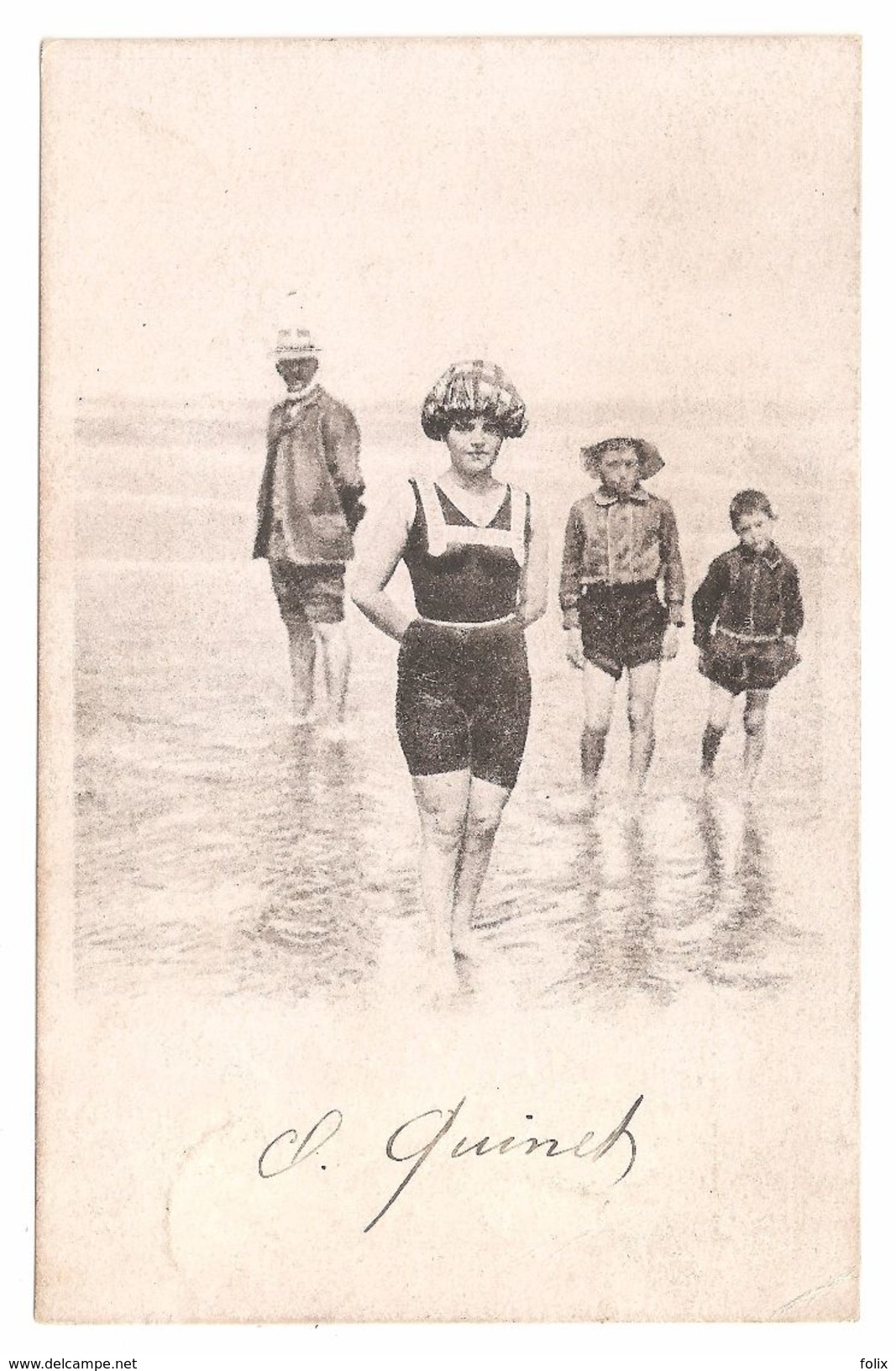 Belgische Kust / Littoral Belge - Familie In De Zee - 1905 - Enkele Rug - Uit Knokke - Other & Unclassified